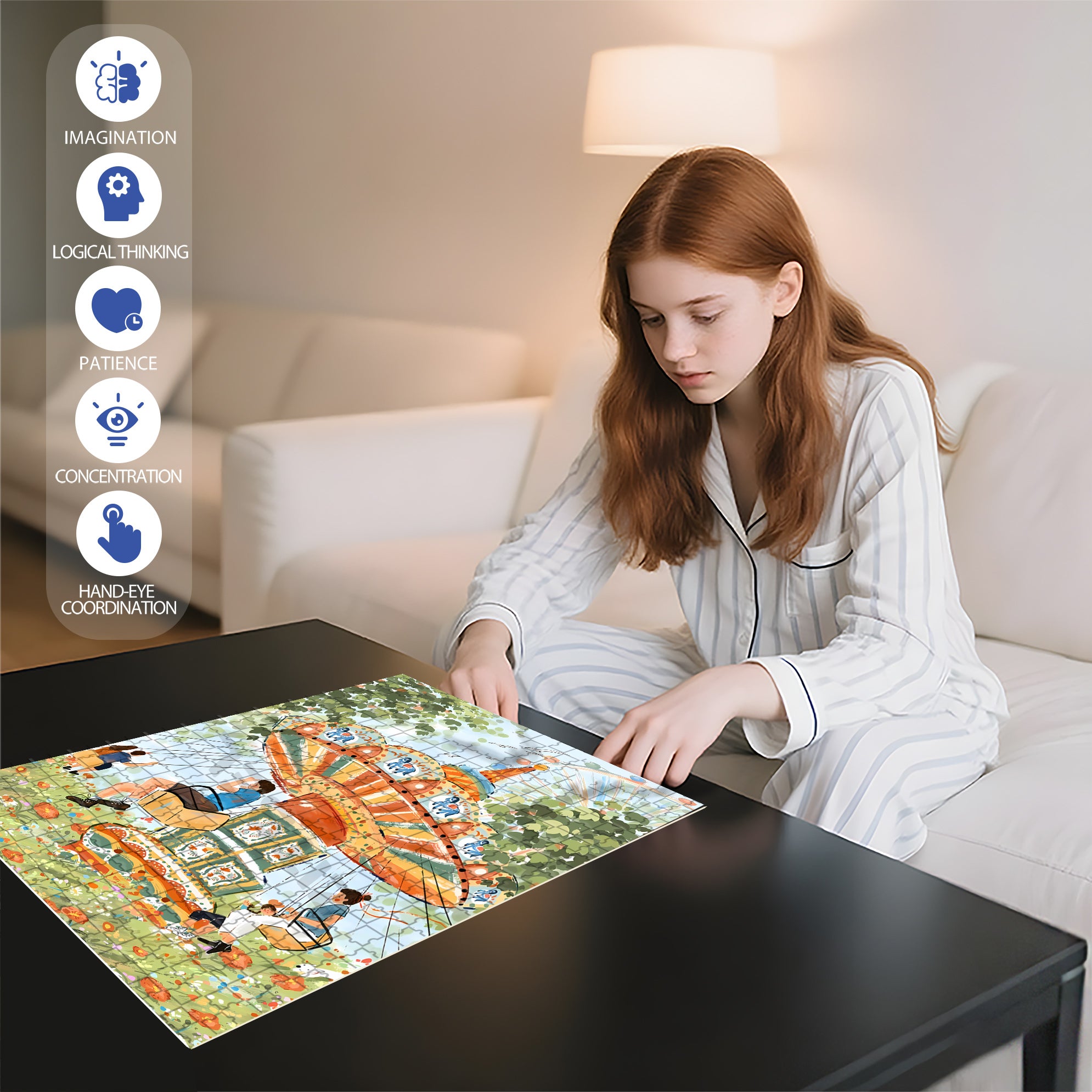 Rotating Swing 500pcs/1000pcs Jigsaw Puzzle, Scratch-Resistant, Interactive Family Game & Brain-Boosting DIY Decor, Perfect for Halloween, Christmas & New Year Gifts, Family Puzzle Game