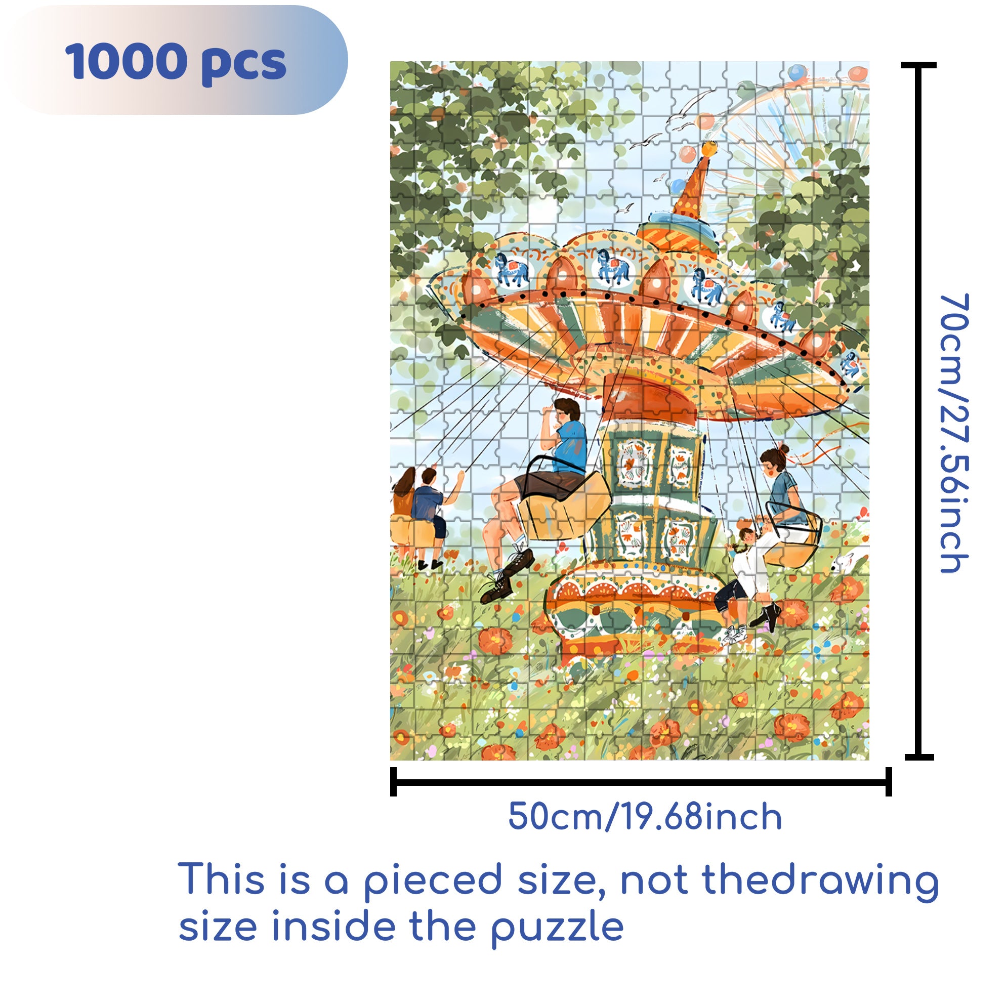 Rotating Swing 500pcs/1000pcs Jigsaw Puzzle, Scratch-Resistant, Interactive Family Game & Brain-Boosting DIY Decor, Perfect for Halloween, Christmas & New Year Gifts, Family Puzzle Game