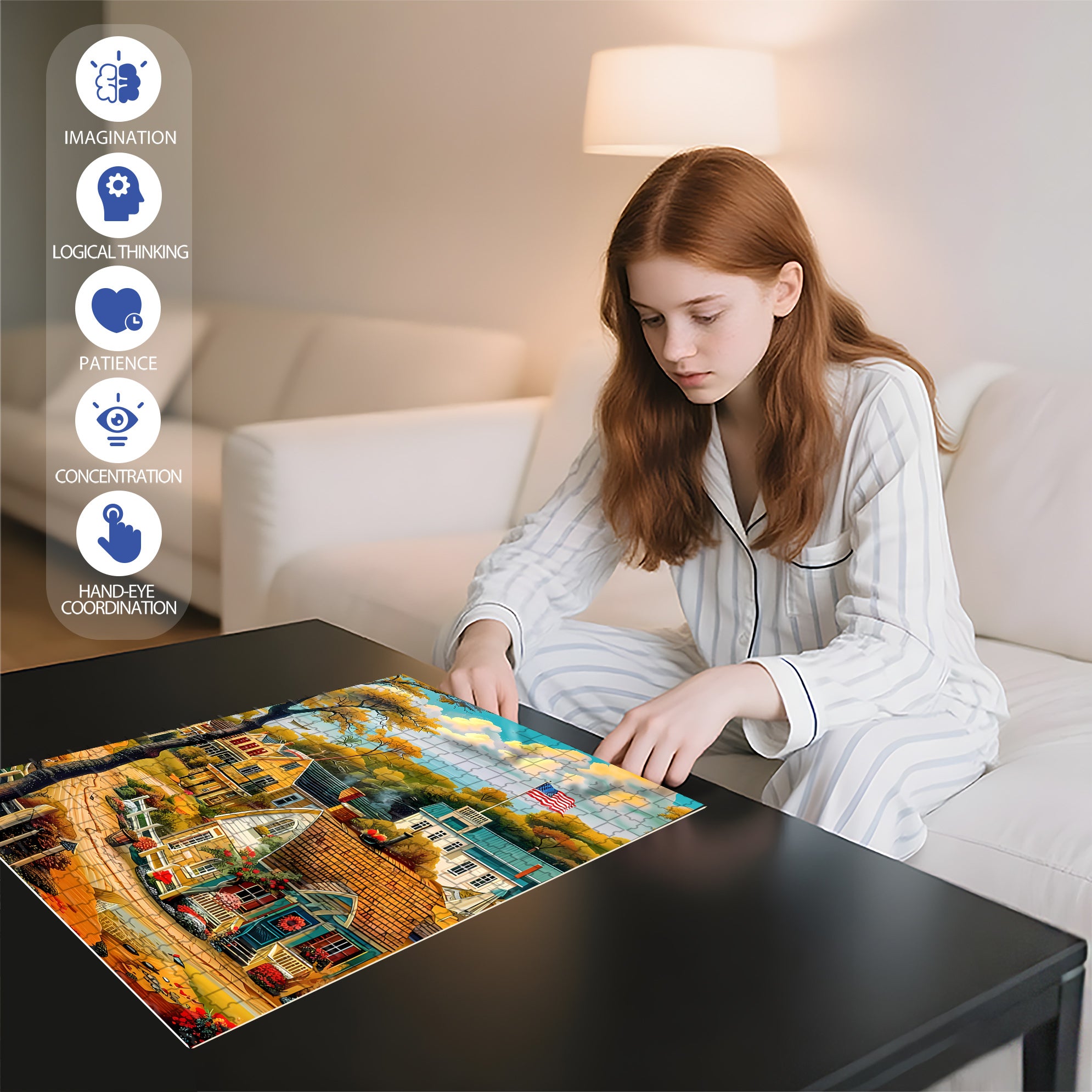 Rural America 500pcs/1000pcs Jigsaw Puzzle, Scratch-Resistant, Interactive Family Game & Brain-Boosting DIY Decor, Perfect for Halloween, Christmas & New Year Gifts, Family Puzzle Game