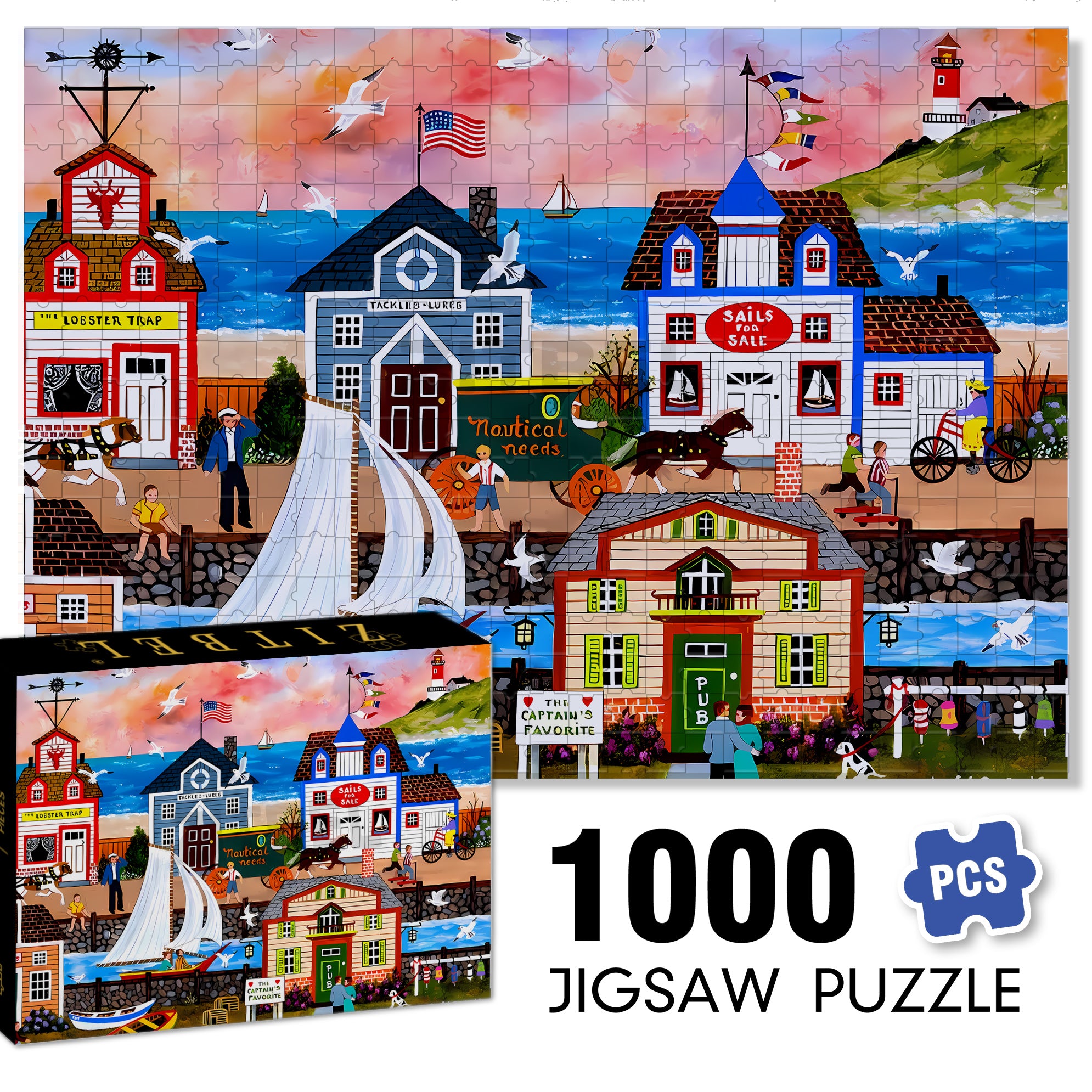 Sails For Sale 500pcs/1000pcs Jigsaw Puzzle, Scratch-Resistant, Interactive Family Game & Brain-Boosting DIY Decor, Perfect for Halloween, Christmas & New Year Gifts, Family Puzzle Game