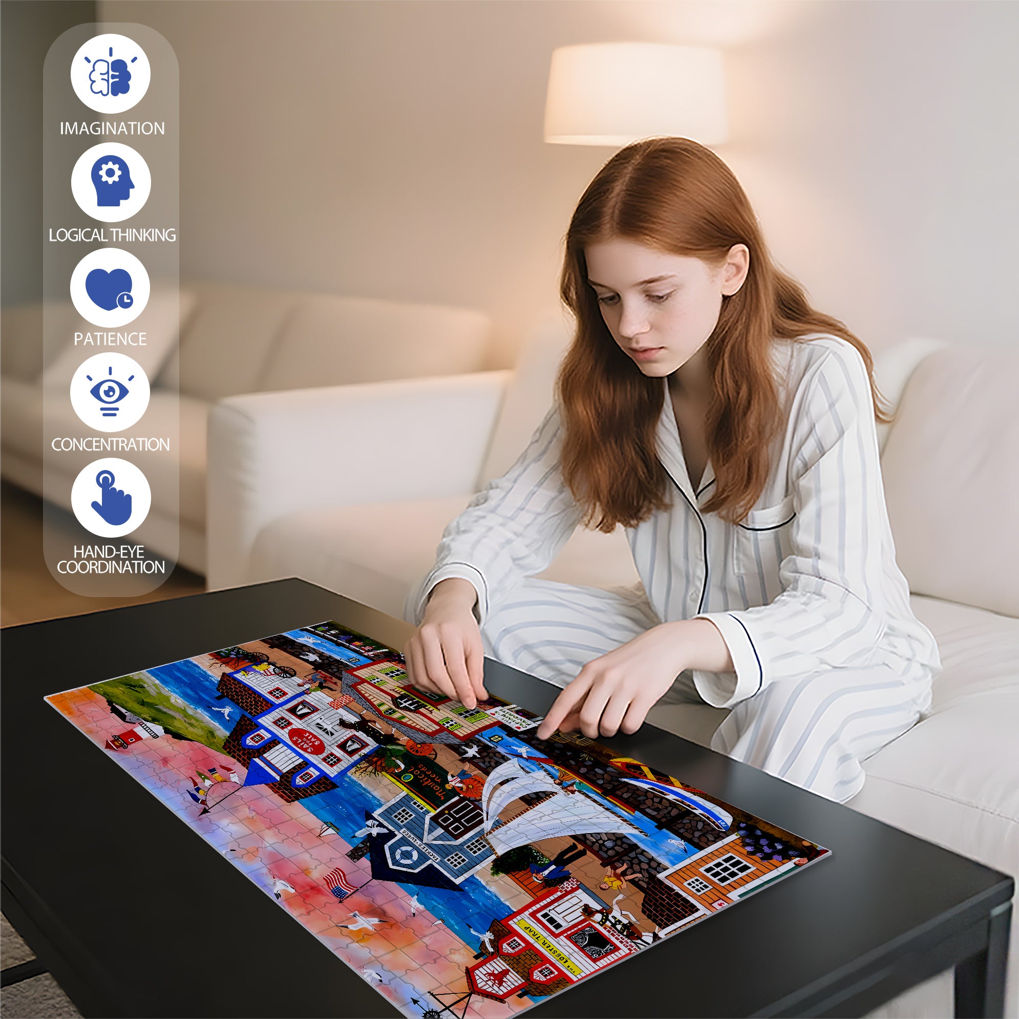 Sails For Sale 500pcs/1000pcs Jigsaw Puzzle, Scratch-Resistant, Interactive Family Game & Brain-Boosting DIY Decor, Perfect for Halloween, Christmas & New Year Gifts, Family Puzzle Game
