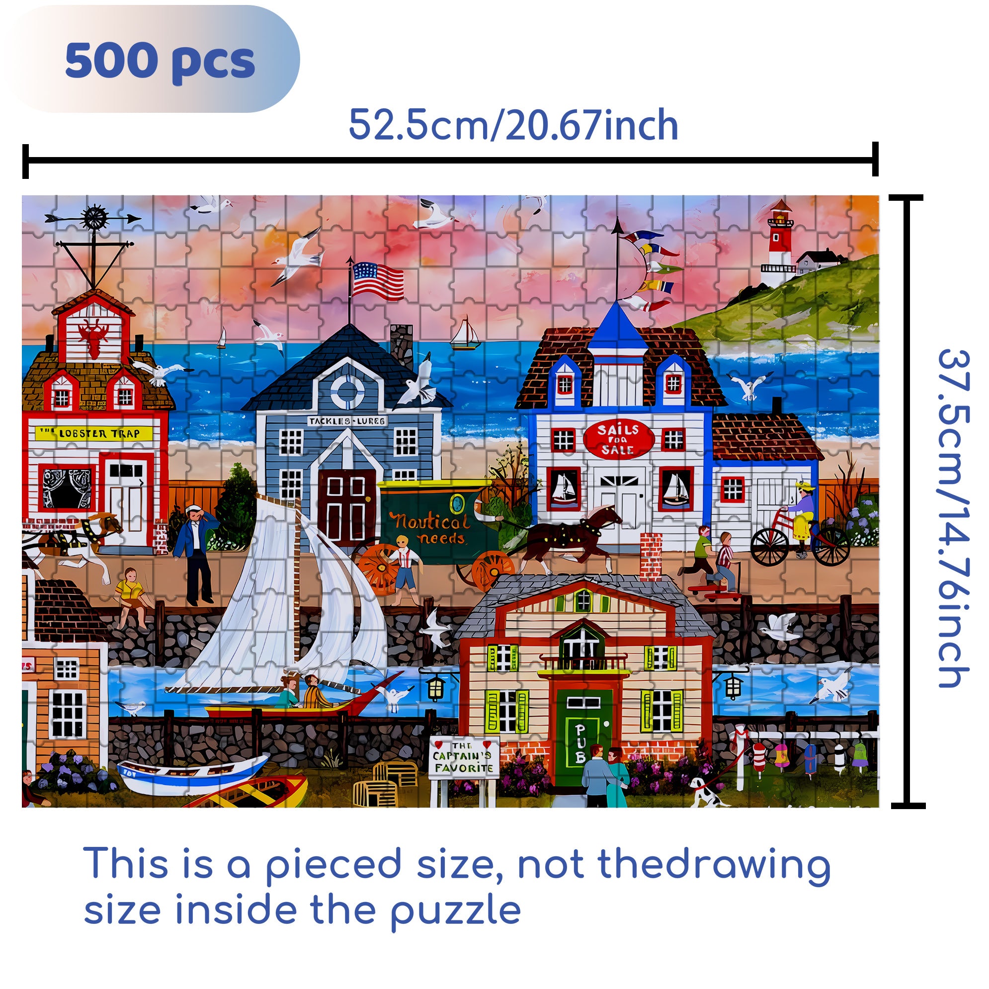 Sails For Sale 500pcs/1000pcs Jigsaw Puzzle, Scratch-Resistant, Interactive Family Game & Brain-Boosting DIY Decor, Perfect for Halloween, Christmas & New Year Gifts, Family Puzzle Game