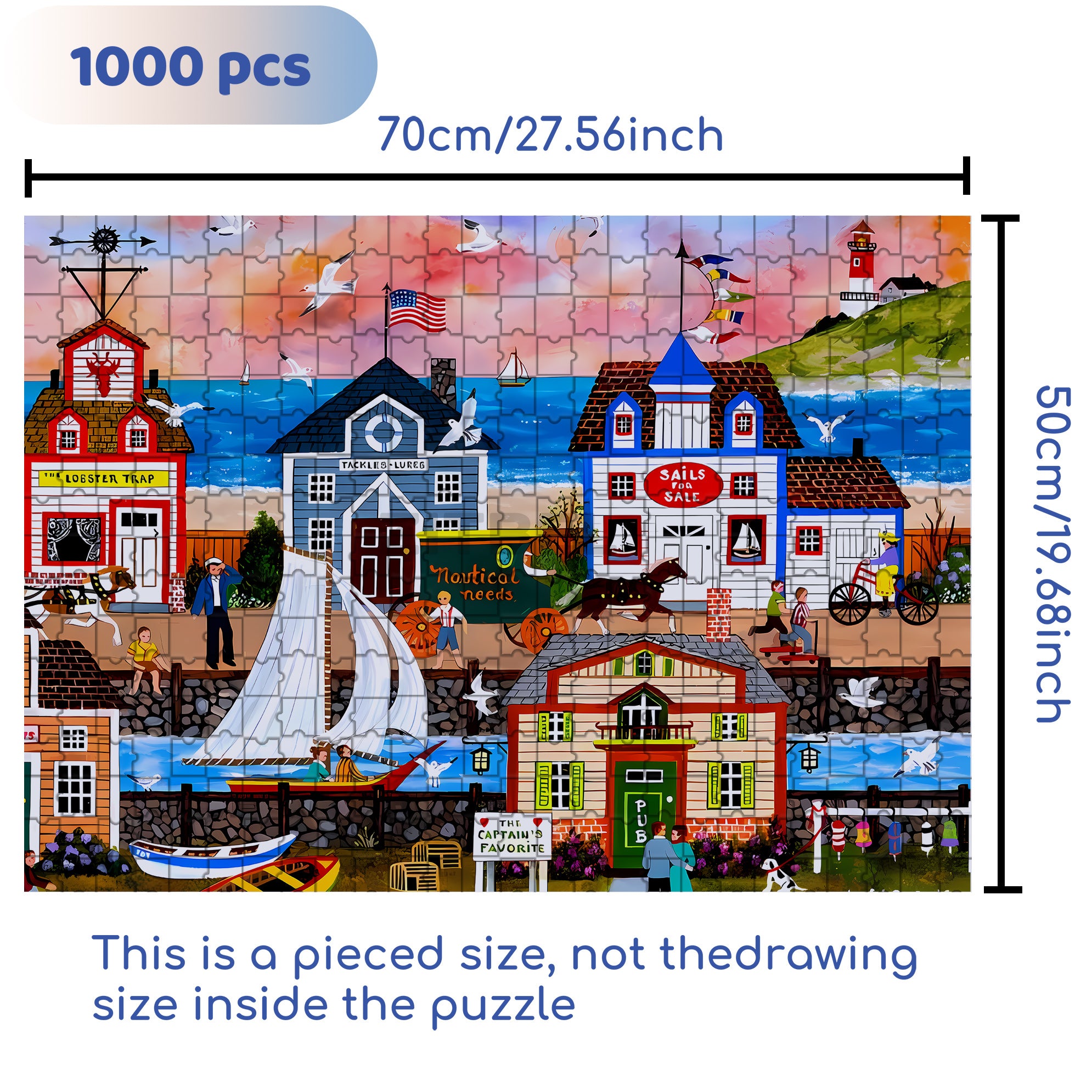 Sails For Sale 500pcs/1000pcs Jigsaw Puzzle, Scratch-Resistant, Interactive Family Game & Brain-Boosting DIY Decor, Perfect for Halloween, Christmas & New Year Gifts, Family Puzzle Game