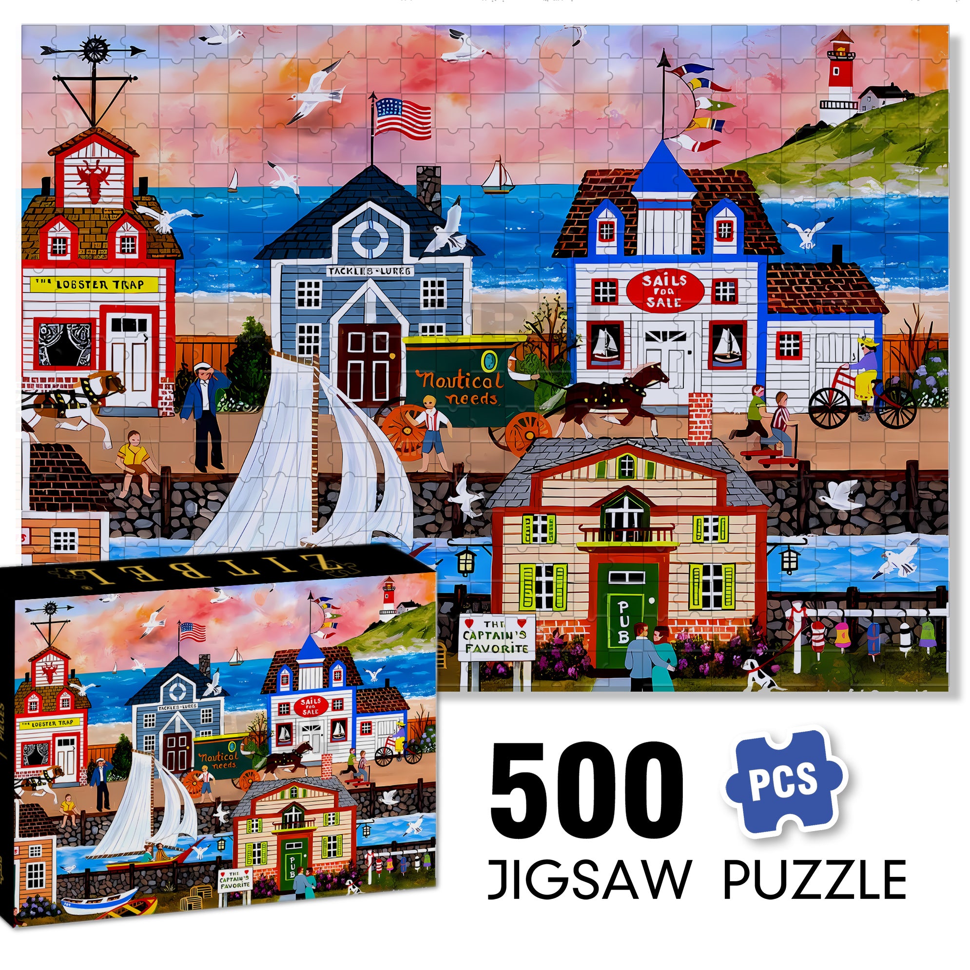 Sails For Sale 500pcs/1000pcs Jigsaw Puzzle, Scratch-Resistant, Interactive Family Game & Brain-Boosting DIY Decor, Perfect for Halloween, Christmas & New Year Gifts, Family Puzzle Game