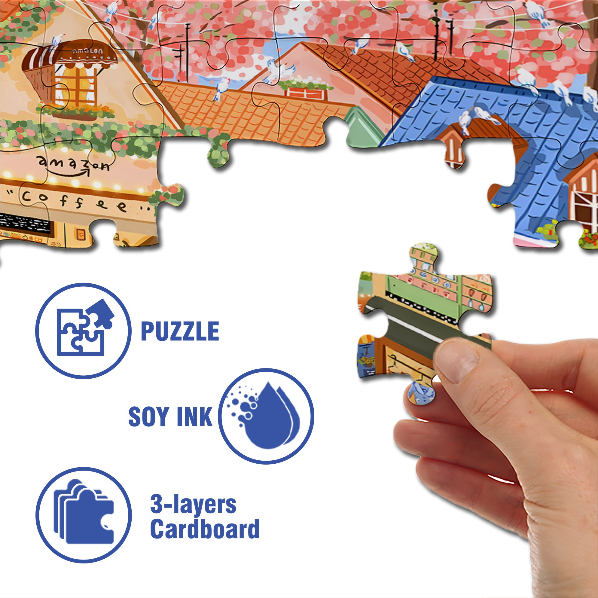 Shopping Day 500pcs/1000pcs Jigsaw Puzzle, Scratch-Resistant, Interactive Family Game & Brain-Boosting DIY Decor, Perfect for Halloween, Christmas & New Year Gifts, Family Puzzle Game