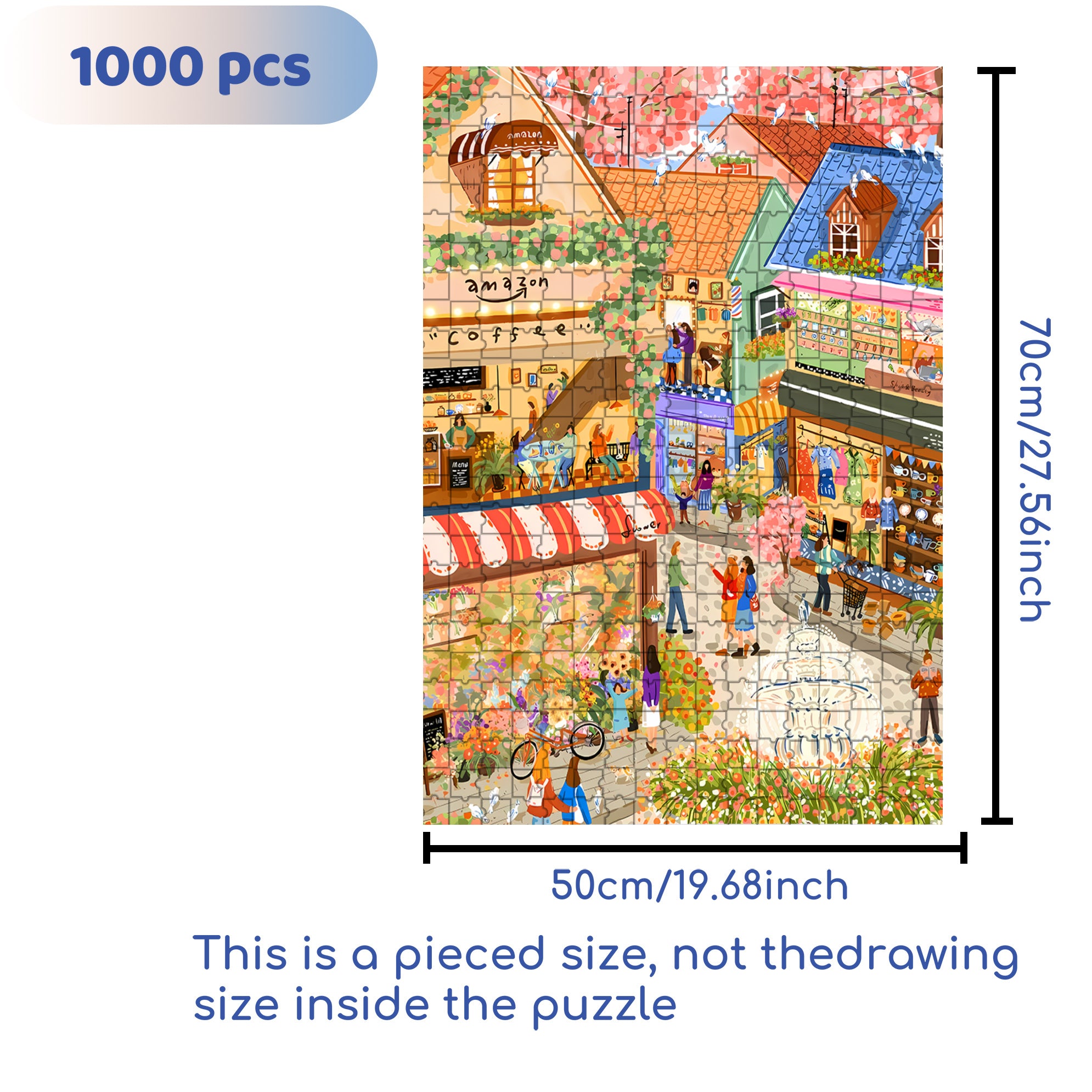 Shopping Day 500pcs/1000pcs Jigsaw Puzzle, Scratch-Resistant, Interactive Family Game & Brain-Boosting DIY Decor, Perfect for Halloween, Christmas & New Year Gifts, Family Puzzle Game