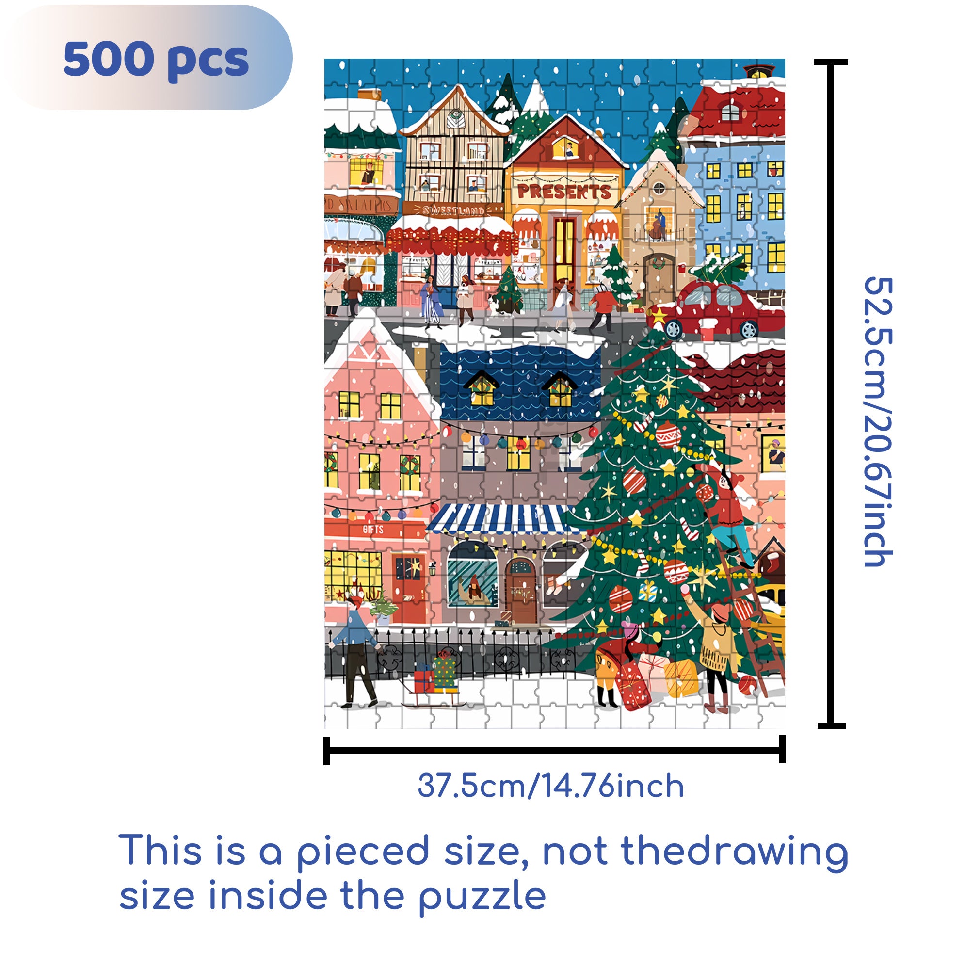 Snow Street 500pcs/1000pcs Jigsaw Puzzle, Scratch-Resistant, Interactive Family Game & Brain-Boosting DIY Decor, Perfect for Halloween, Christmas & New Year Gifts, Family Puzzle Game