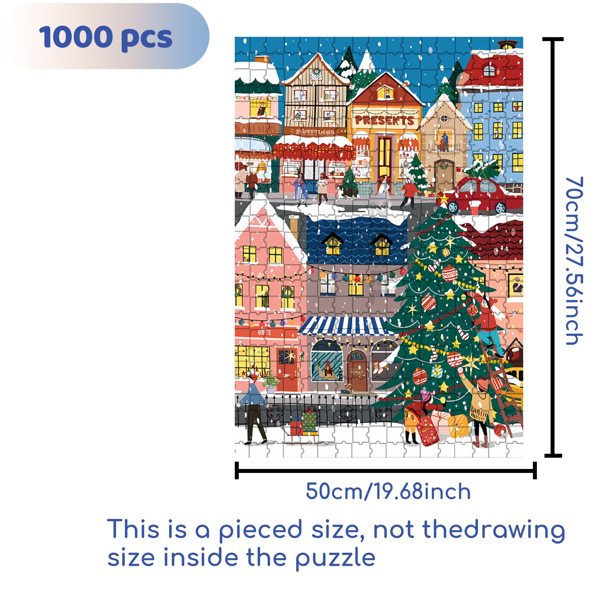 Snow Street 500pcs/1000pcs Jigsaw Puzzle, Scratch-Resistant, Interactive Family Game & Brain-Boosting DIY Decor, Perfect for Halloween, Christmas & New Year Gifts, Family Puzzle Game