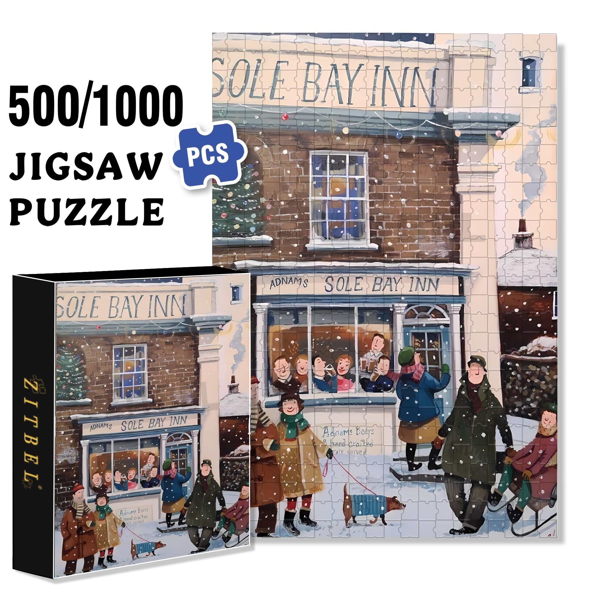 Sole Bay Inn 500pcs/1000pcs Jigsaw Puzzle, Scratch-Resistant, Interactive Family Game & Brain-Boosting DIY Decor, Perfect for Halloween, Christmas & New Year Gifts, Family Puzzle Game