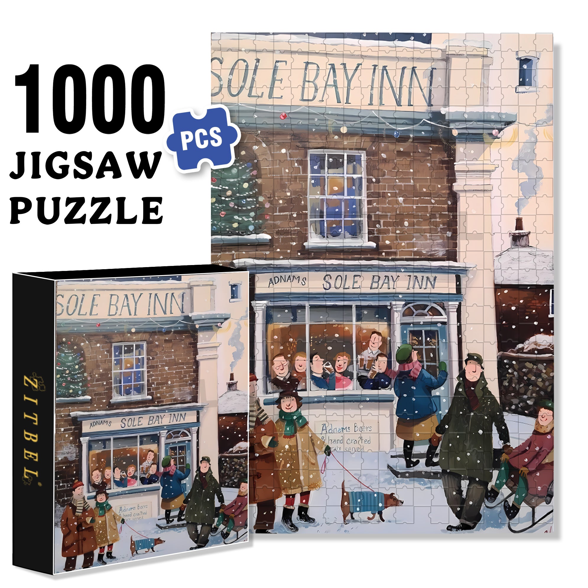 Sole Bay Inn 500pcs/1000pcs Jigsaw Puzzle, Scratch-Resistant, Interactive Family Game & Brain-Boosting DIY Decor, Perfect for Halloween, Christmas & New Year Gifts, Family Puzzle Game
