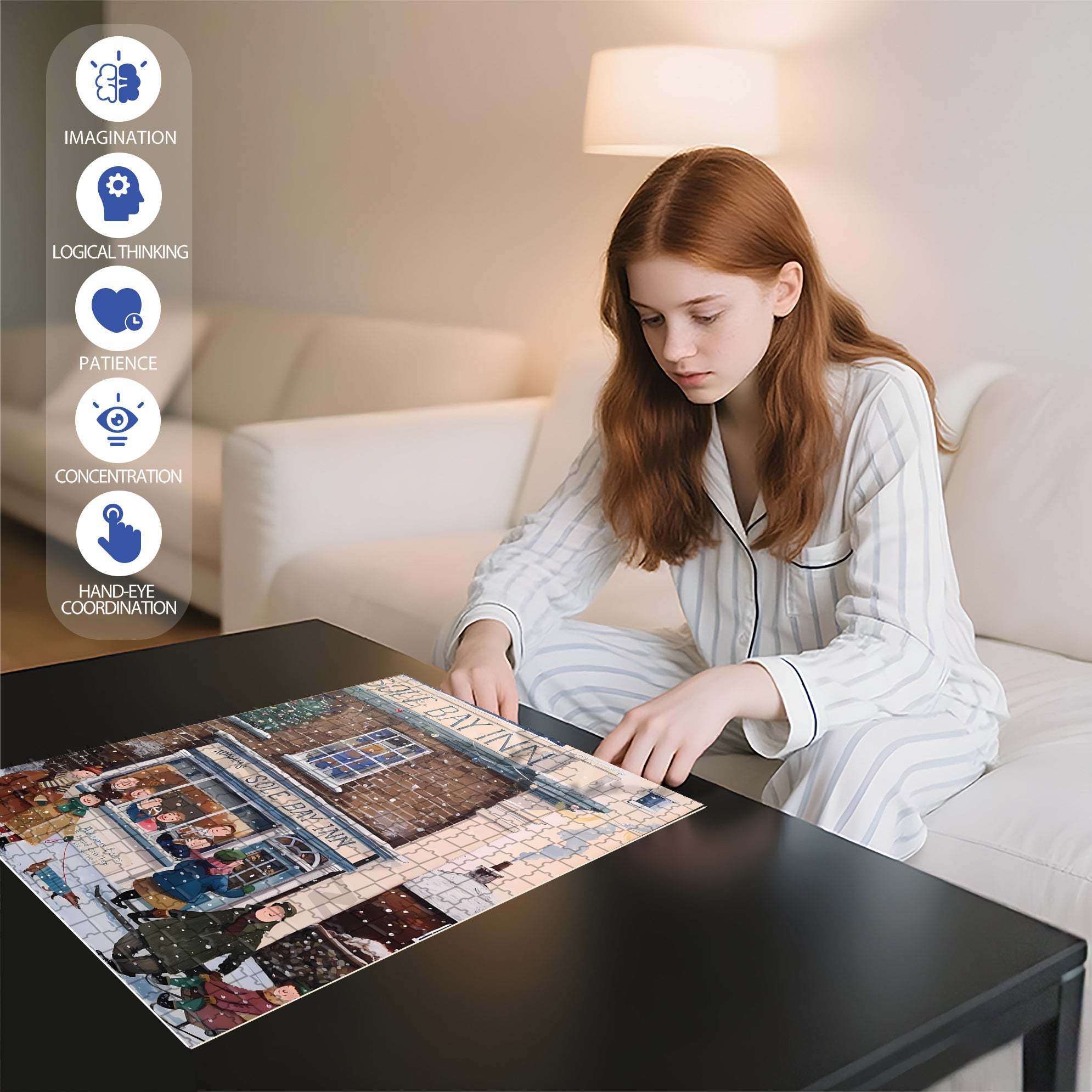 Sole Bay Inn 500pcs/1000pcs Jigsaw Puzzle, Scratch-Resistant, Interactive Family Game & Brain-Boosting DIY Decor, Perfect for Halloween, Christmas & New Year Gifts, Family Puzzle Game