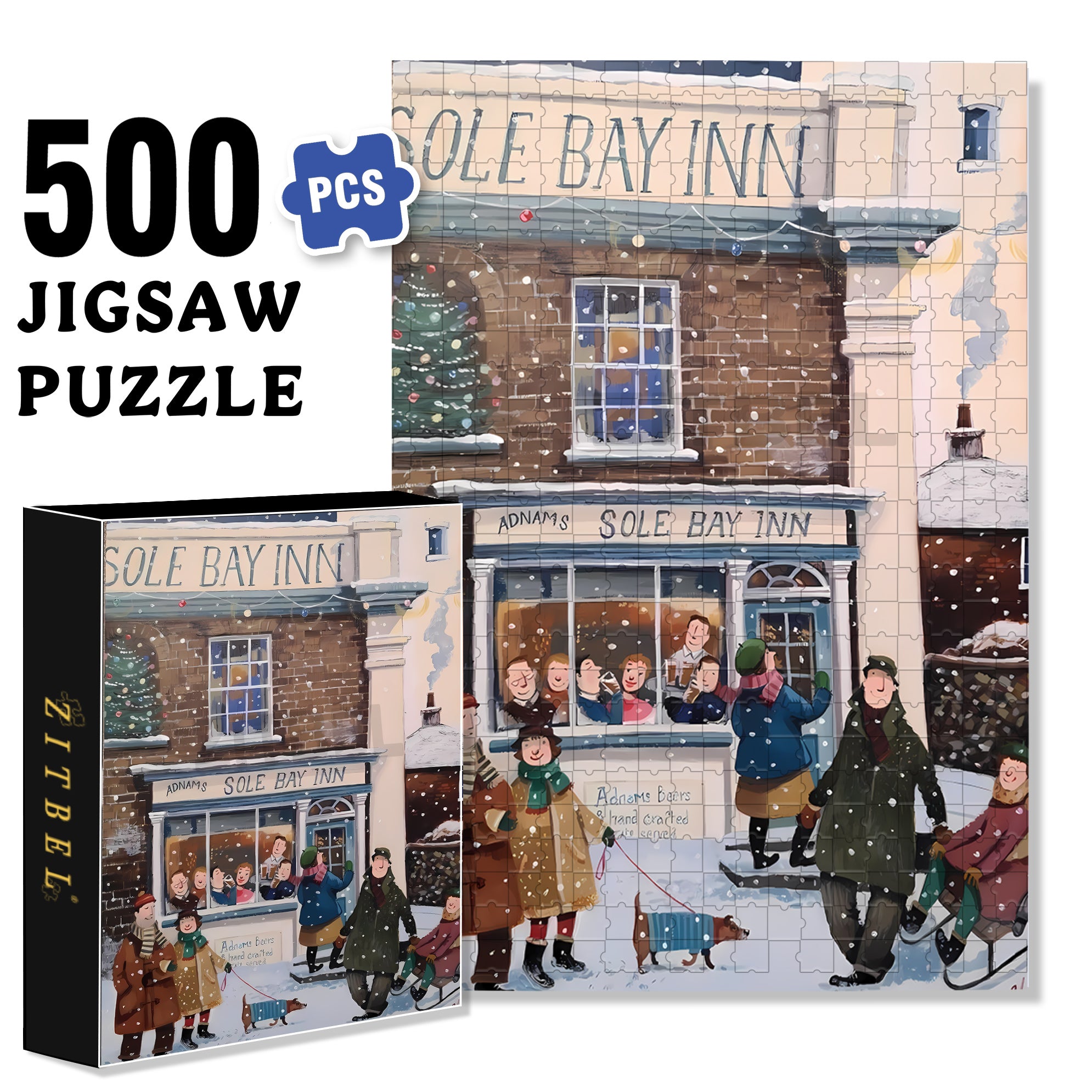 Sole Bay Inn 500pcs/1000pcs Jigsaw Puzzle, Scratch-Resistant, Interactive Family Game & Brain-Boosting DIY Decor, Perfect for Halloween, Christmas & New Year Gifts, Family Puzzle Game