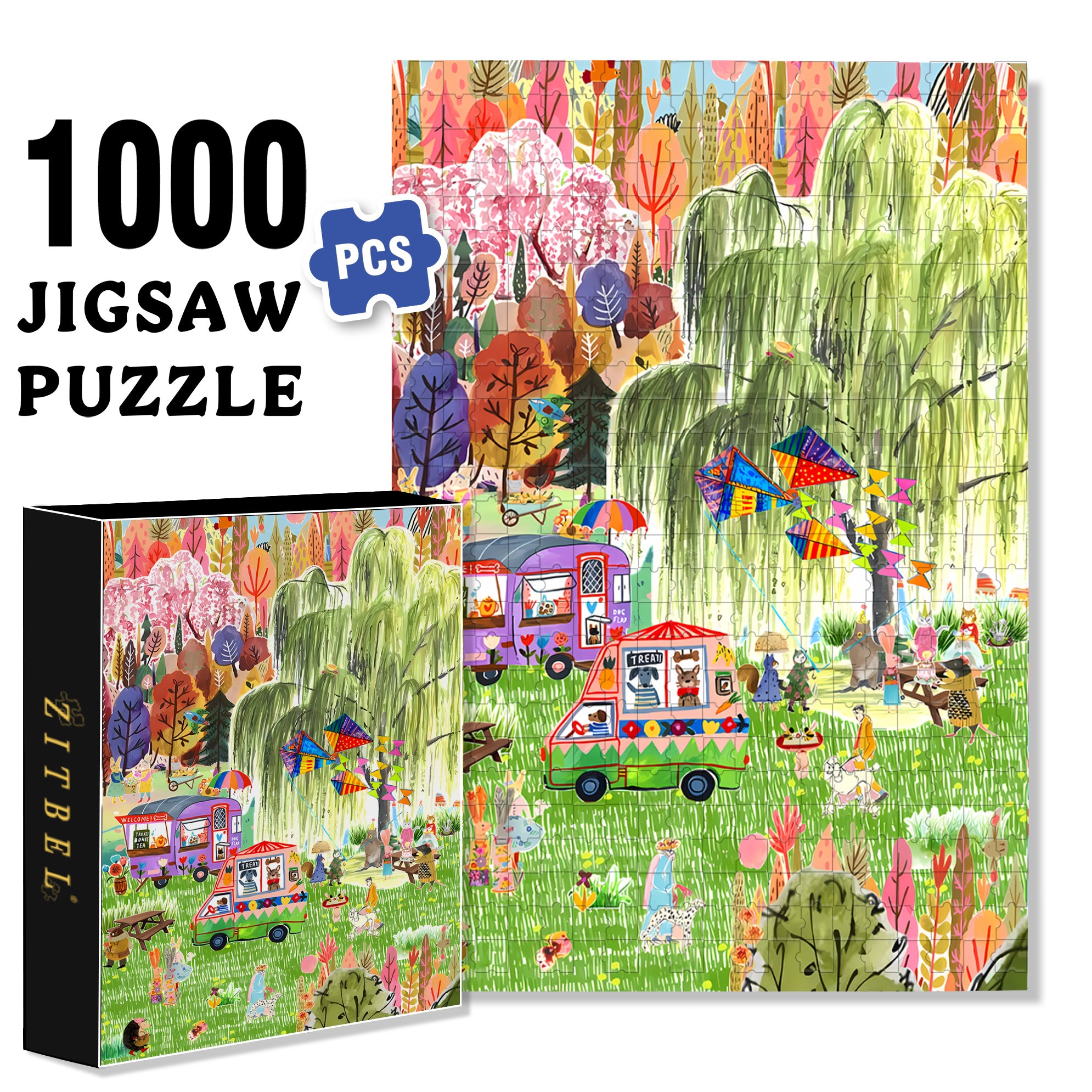Spring Breeze Blows The Willows 500pcs/1000pcs Jigsaw Puzzle, Scratch-Resistant, Interactive Family Game & Brain-Boosting DIY Decor, Perfect for Halloween, Christmas & New Year Gifts, Family Puzzle Game