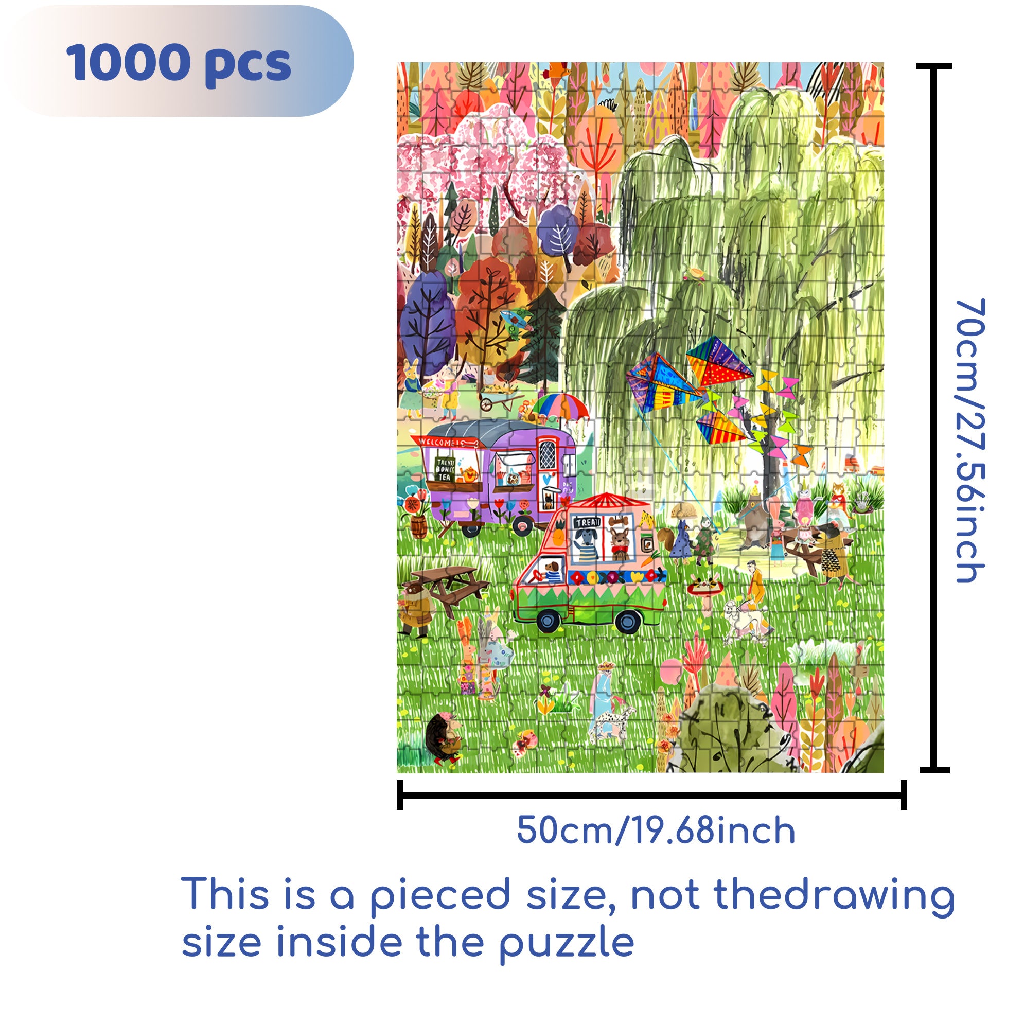 Spring Breeze Blows The Willows 500pcs/1000pcs Jigsaw Puzzle, Scratch-Resistant, Interactive Family Game & Brain-Boosting DIY Decor, Perfect for Halloween, Christmas & New Year Gifts, Family Puzzle Game