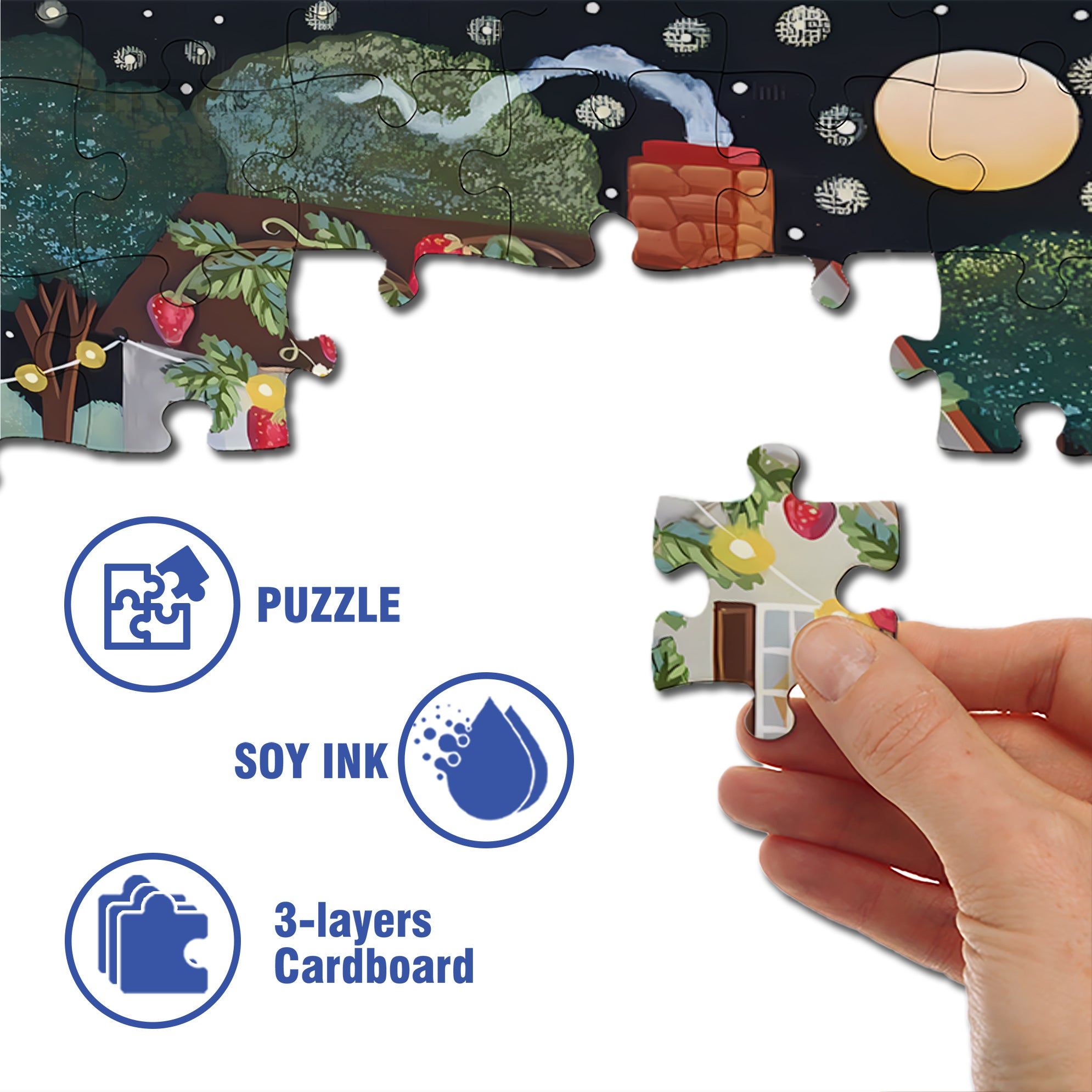 Strawberry Cottage 500pcs/1000pcs Jigsaw Puzzle, Scratch-Resistant, Interactive Family Game & Brain-Boosting DIY Decor, Perfect for Halloween, Christmas & New Year Gifts, Family Puzzle Game