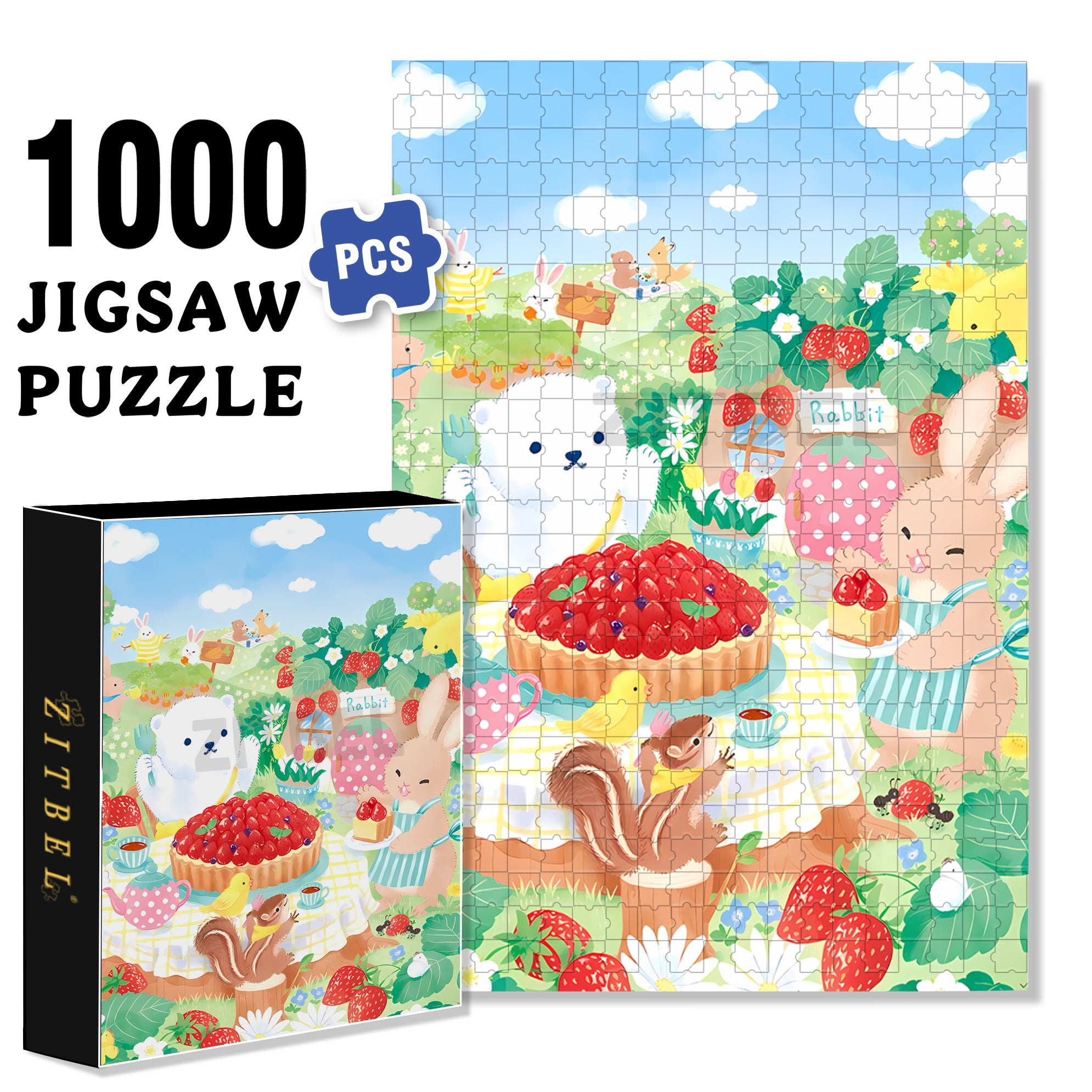 Strawberry Pie 500pcs/1000pcs Jigsaw Puzzle, Scratch-Resistant, Interactive Family Game & Brain-Boosting DIY Decor, Perfect for Halloween, Christmas & New Year Gifts, Family Puzzle Game