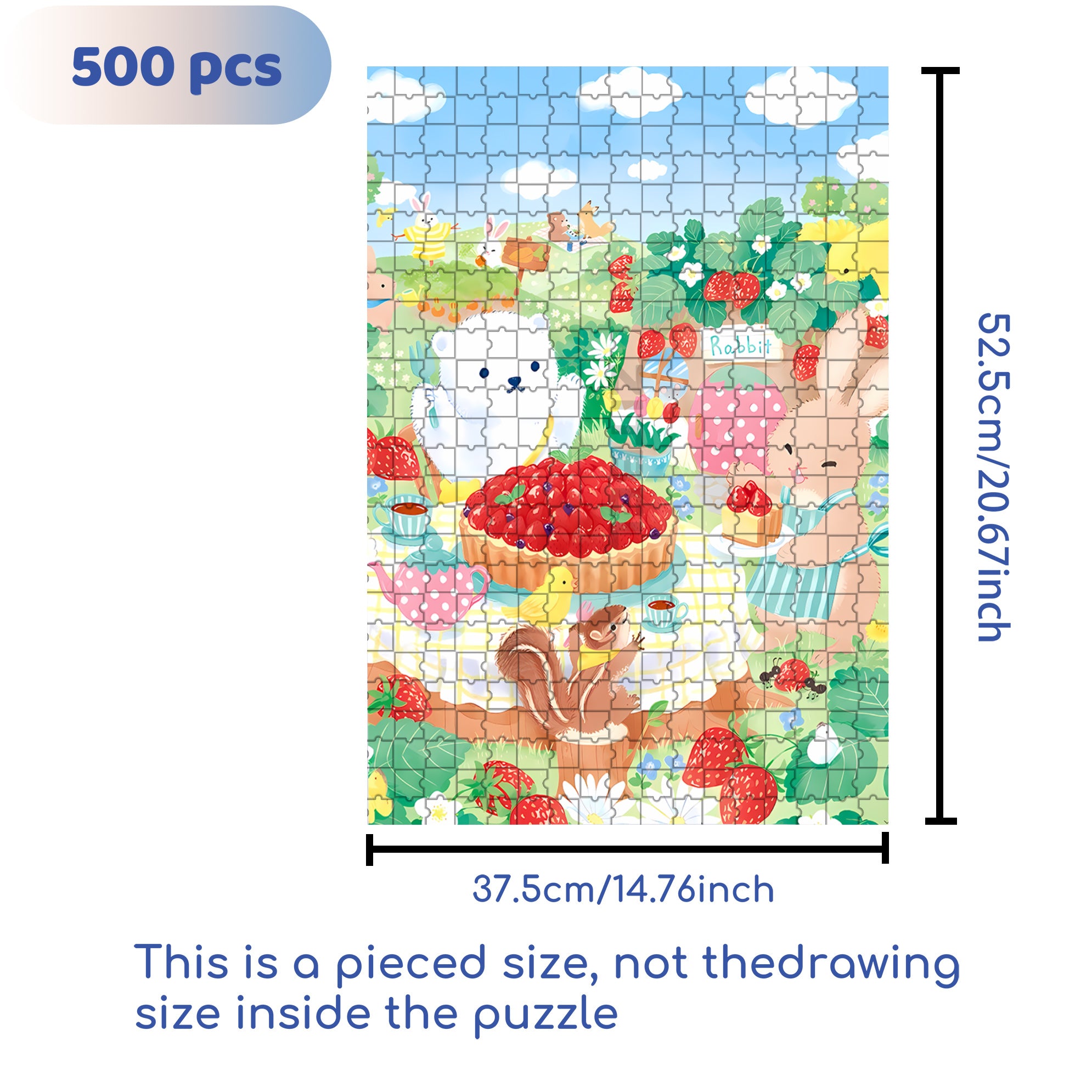Strawberry Pie 500pcs/1000pcs Jigsaw Puzzle, Scratch-Resistant, Interactive Family Game & Brain-Boosting DIY Decor, Perfect for Halloween, Christmas & New Year Gifts, Family Puzzle Game