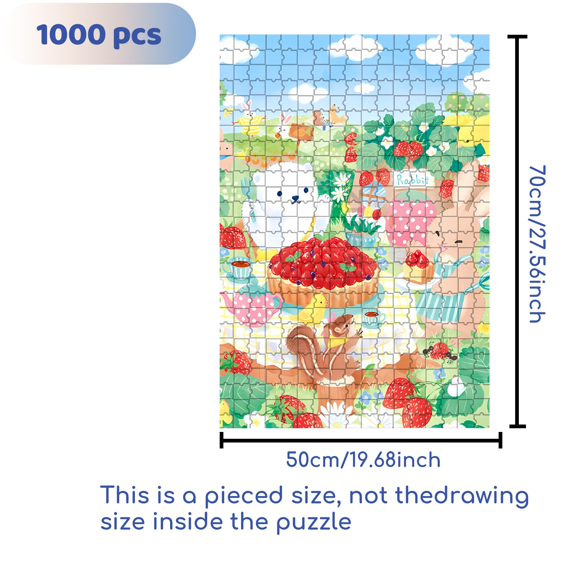 Strawberry Pie 500pcs/1000pcs Jigsaw Puzzle, Scratch-Resistant, Interactive Family Game & Brain-Boosting DIY Decor, Perfect for Halloween, Christmas & New Year Gifts, Family Puzzle Game