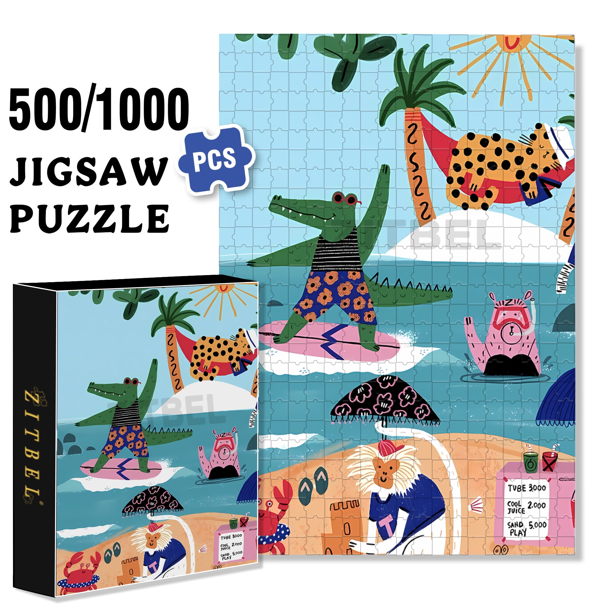 Summer Holiday 500pcs/1000pcs Jigsaw Puzzle, Scratch-Resistant, Interactive Family Game & Brain-Boosting DIY Decor, Perfect for Halloween, Christmas & New Year Gifts, Family Puzzle Game