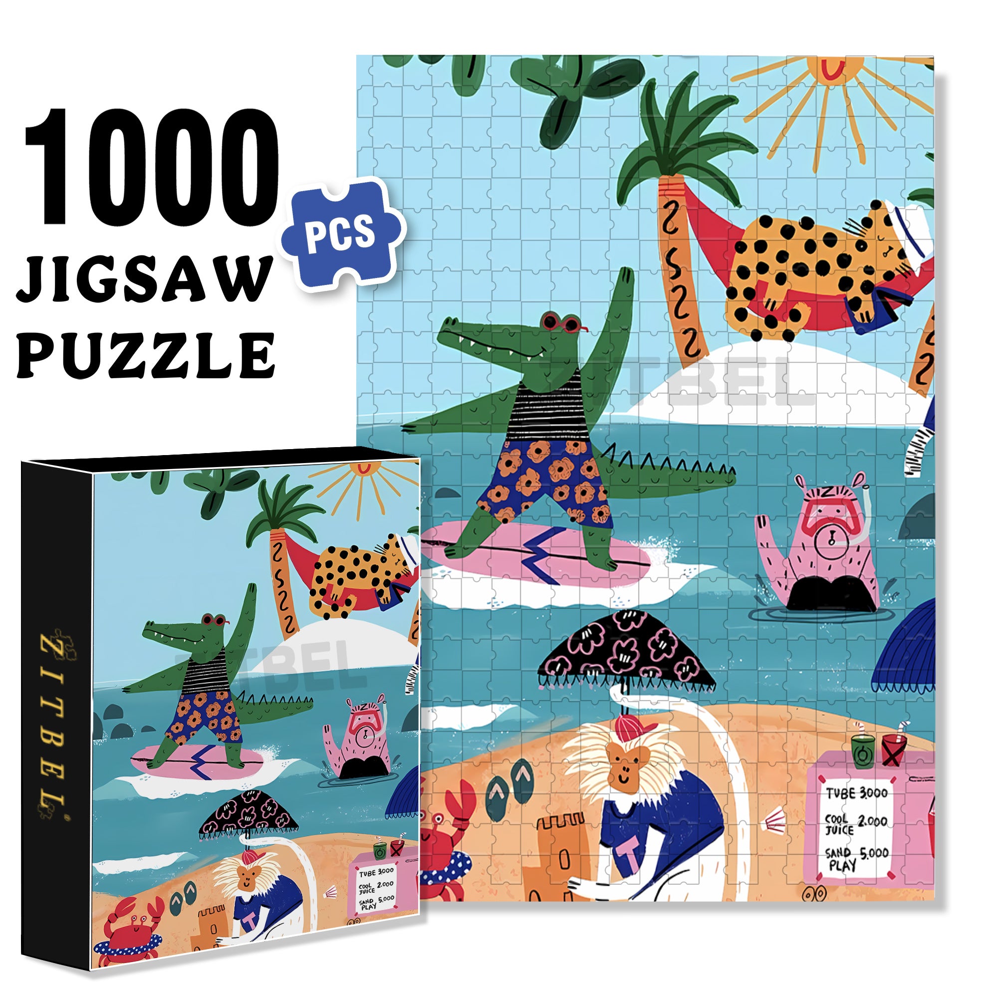 Summer Holiday 500pcs/1000pcs Jigsaw Puzzle, Scratch-Resistant, Interactive Family Game & Brain-Boosting DIY Decor, Perfect for Halloween, Christmas & New Year Gifts, Family Puzzle Game