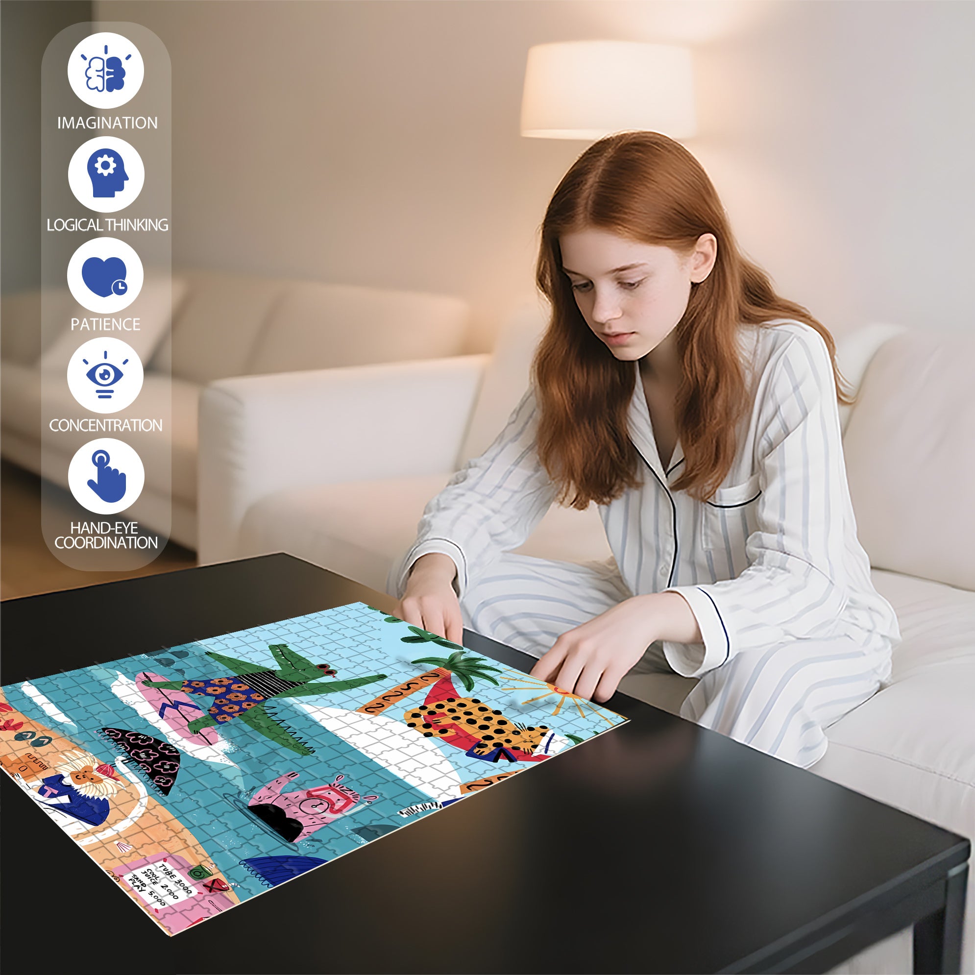 Summer Holiday 500pcs/1000pcs Jigsaw Puzzle, Scratch-Resistant, Interactive Family Game & Brain-Boosting DIY Decor, Perfect for Halloween, Christmas & New Year Gifts, Family Puzzle Game