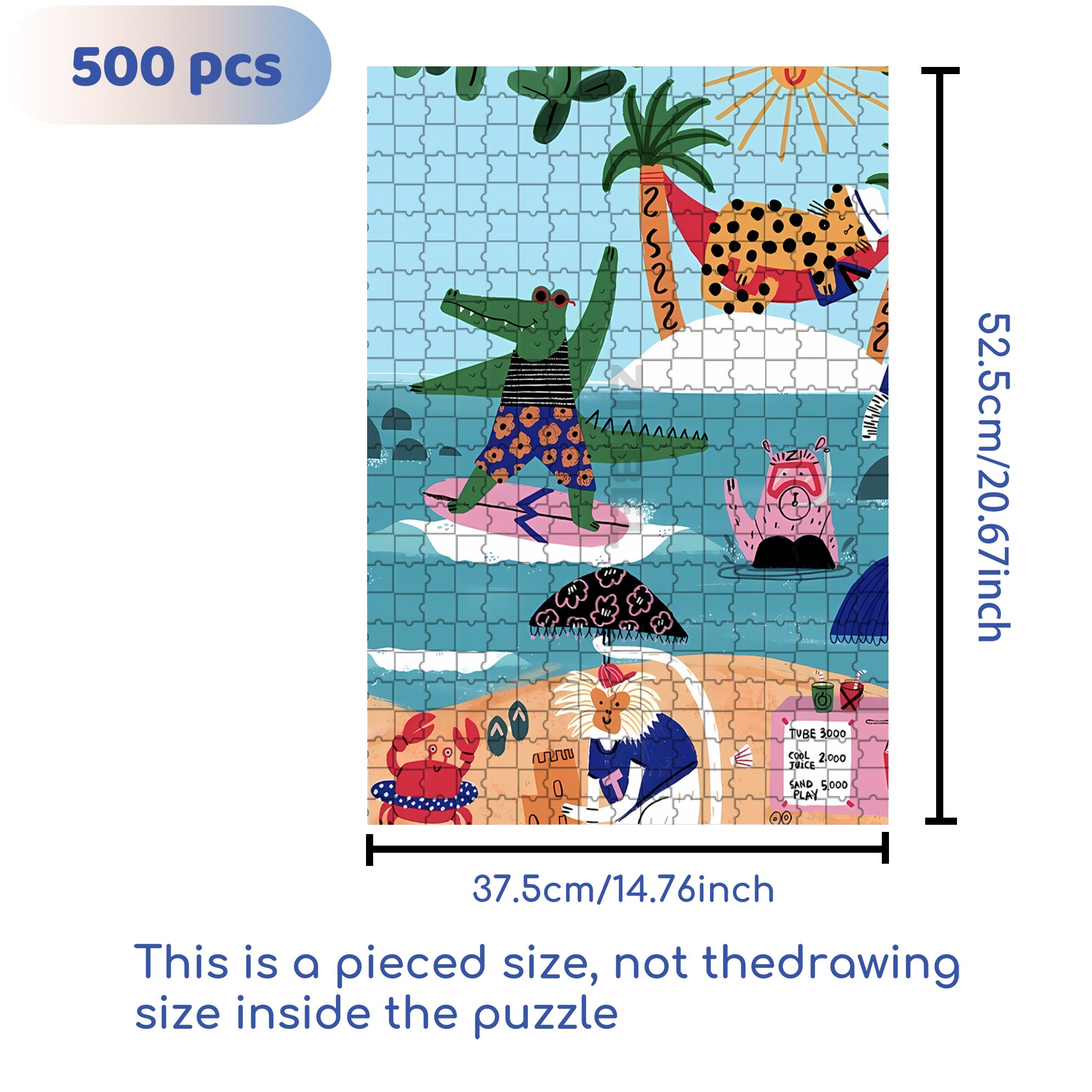 Summer Holiday 500pcs/1000pcs Jigsaw Puzzle, Scratch-Resistant, Interactive Family Game & Brain-Boosting DIY Decor, Perfect for Halloween, Christmas & New Year Gifts, Family Puzzle Game