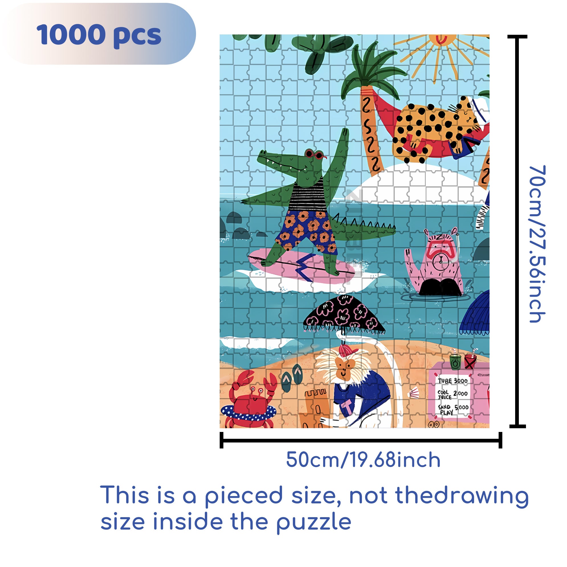 Summer Holiday 500pcs/1000pcs Jigsaw Puzzle, Scratch-Resistant, Interactive Family Game & Brain-Boosting DIY Decor, Perfect for Halloween, Christmas & New Year Gifts, Family Puzzle Game