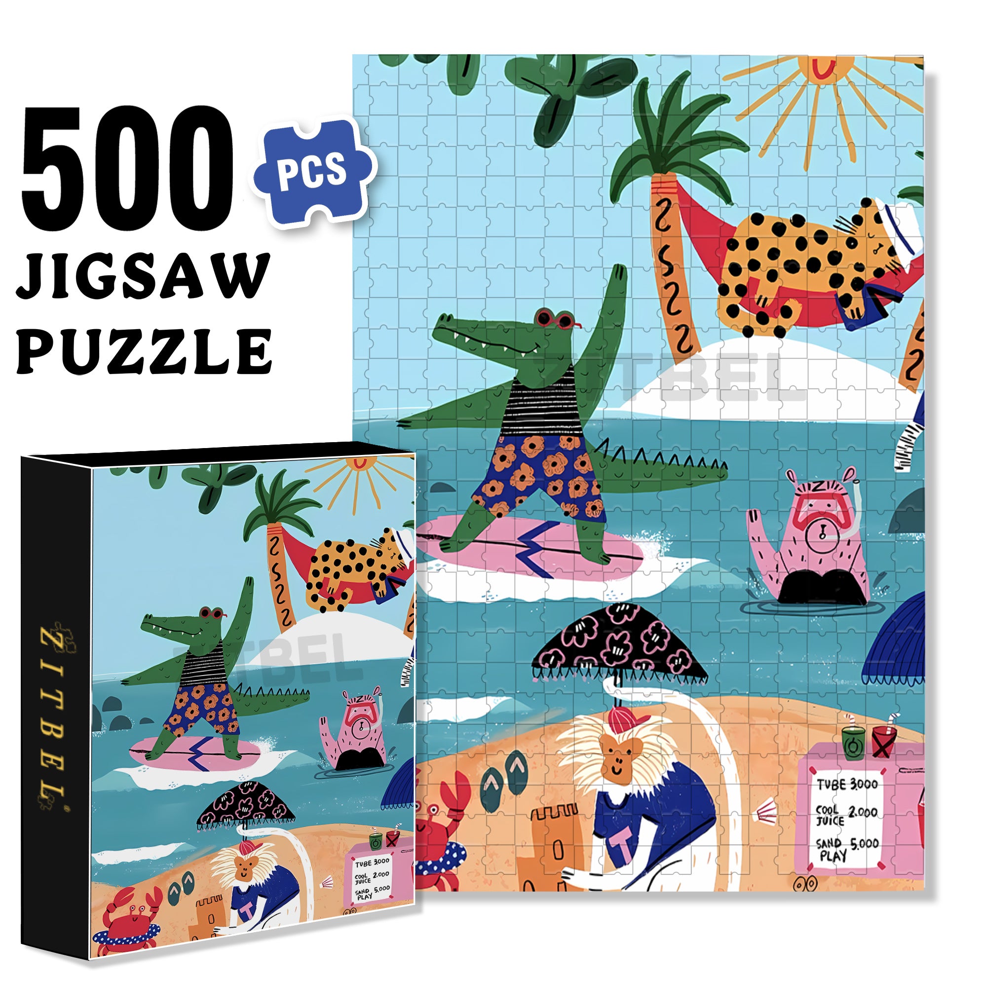 Summer Holiday 500pcs/1000pcs Jigsaw Puzzle, Scratch-Resistant, Interactive Family Game & Brain-Boosting DIY Decor, Perfect for Halloween, Christmas & New Year Gifts, Family Puzzle Game