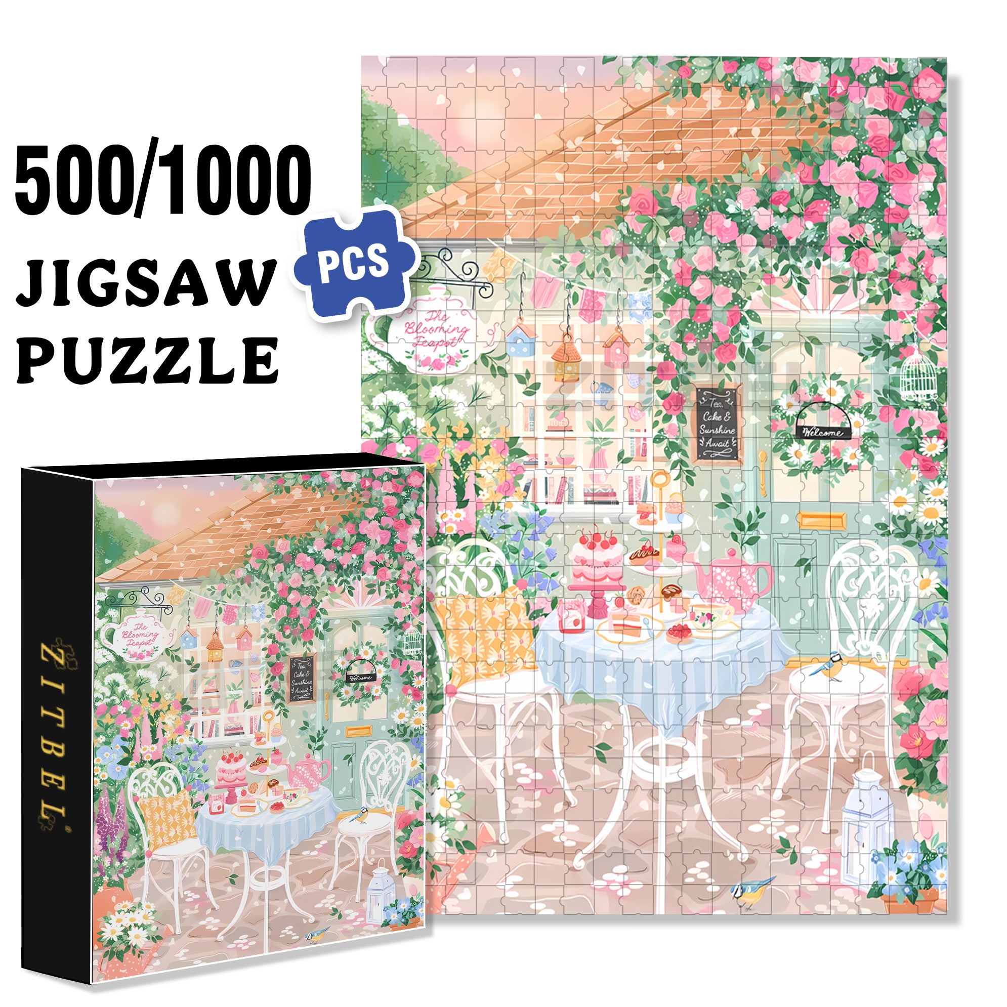 Sunshine Await 500pcs/1000pcs Jigsaw Puzzle, Scratch-Resistant, Interactive Family Game & Brain-Boosting DIY Decor, Perfect for Halloween, Christmas & New Year Gifts, Family Puzzle Game