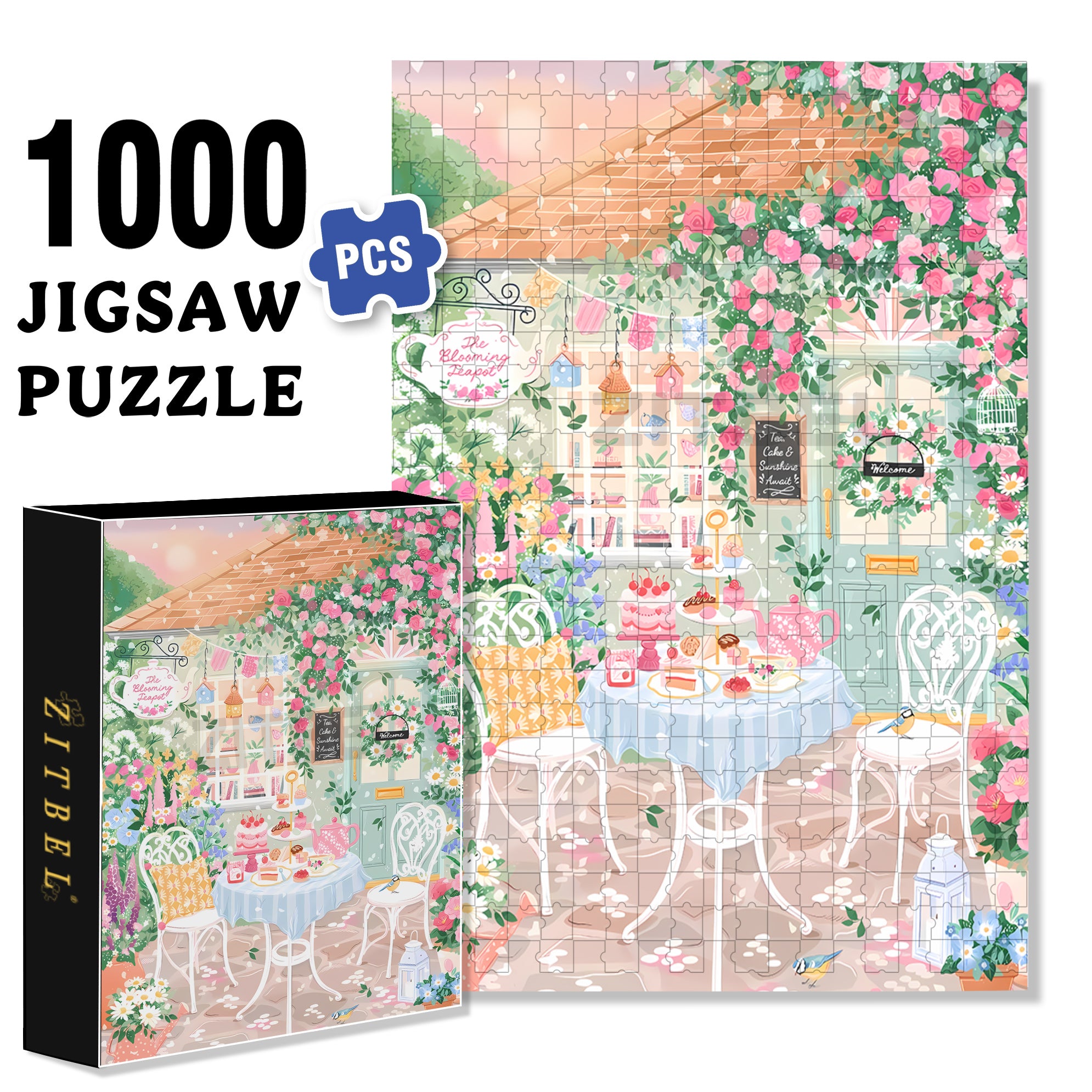 Sunshine Await 500pcs/1000pcs Jigsaw Puzzle, Scratch-Resistant, Interactive Family Game & Brain-Boosting DIY Decor, Perfect for Halloween, Christmas & New Year Gifts, Family Puzzle Game