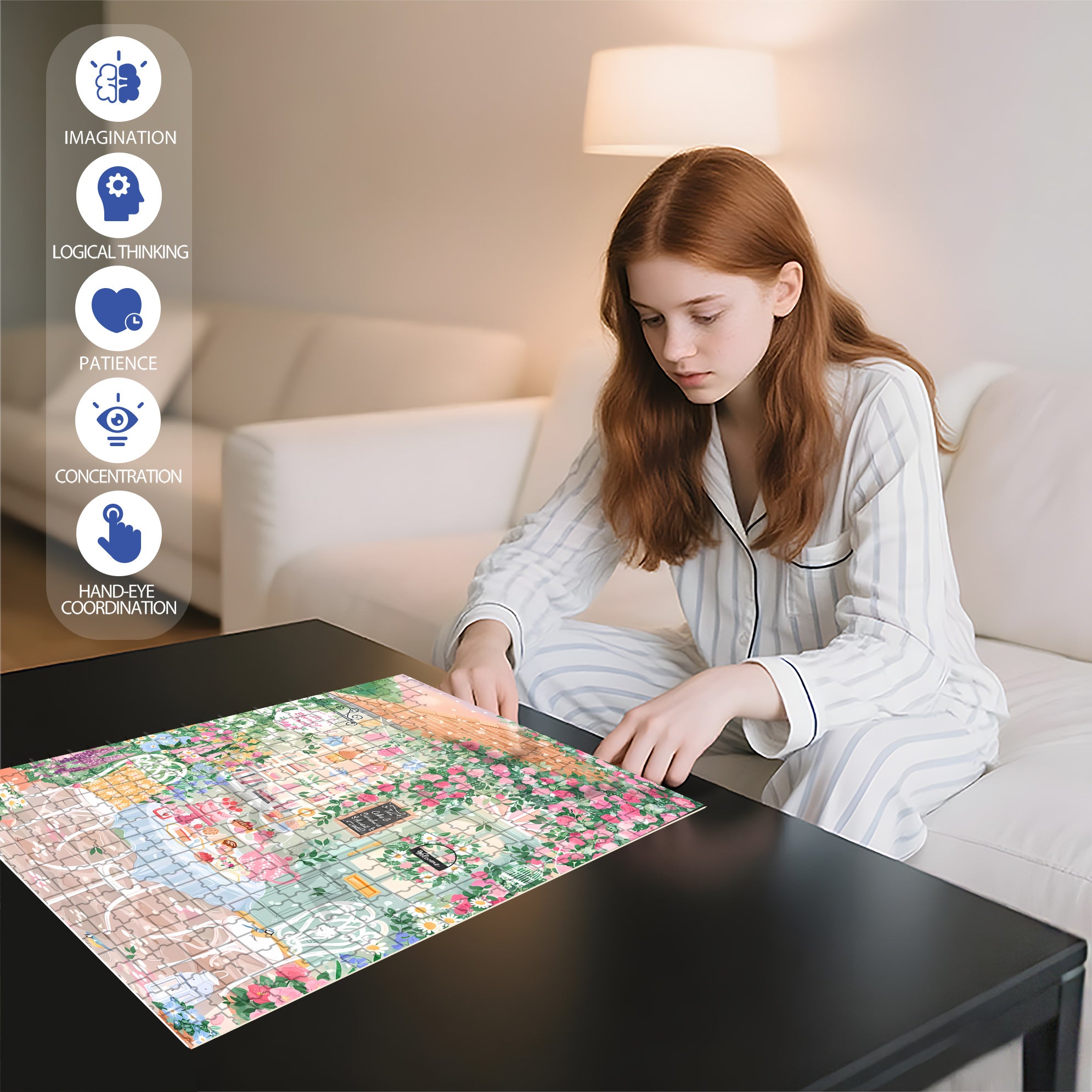 Sunshine Await 500pcs/1000pcs Jigsaw Puzzle, Scratch-Resistant, Interactive Family Game & Brain-Boosting DIY Decor, Perfect for Halloween, Christmas & New Year Gifts, Family Puzzle Game