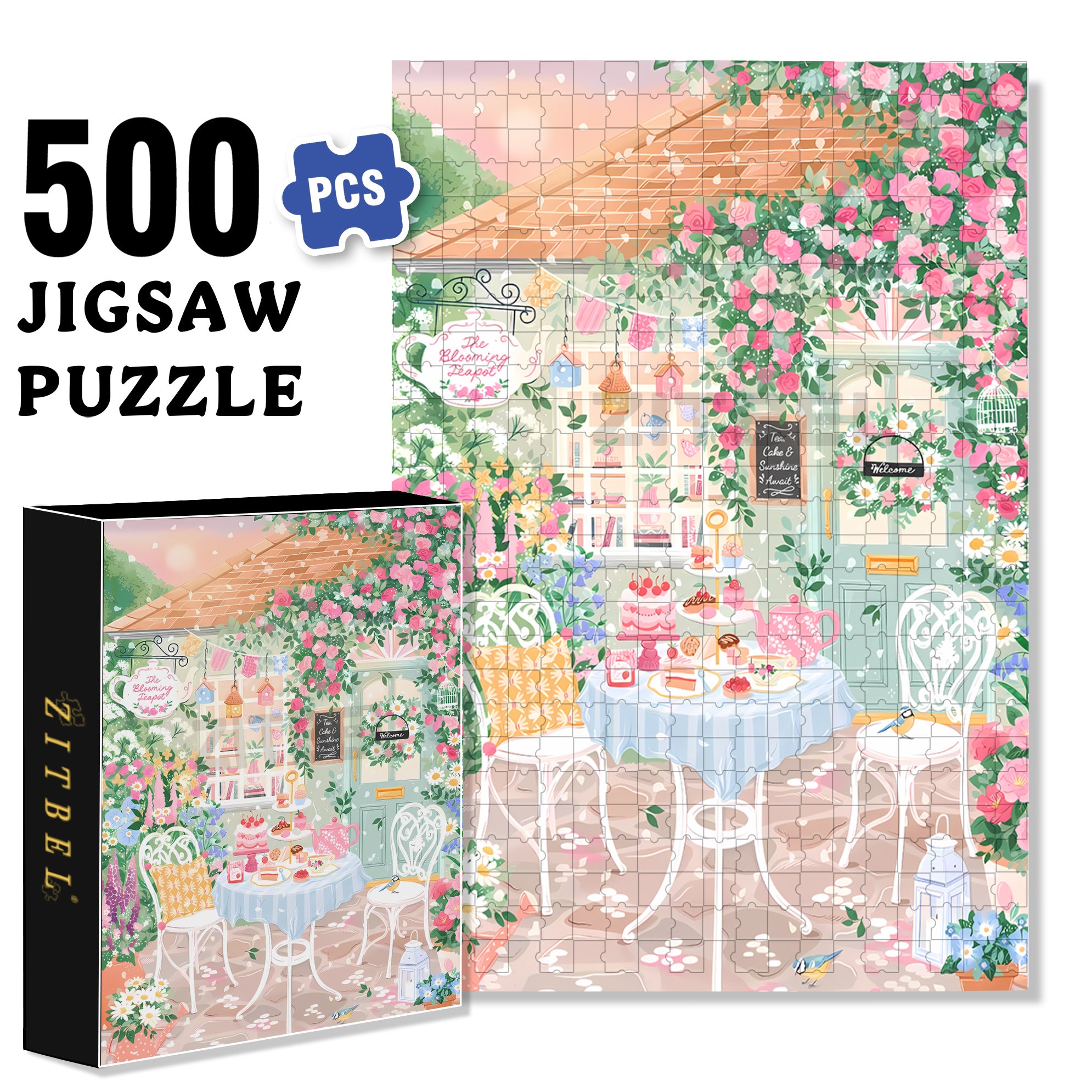 Sunshine Await 500pcs/1000pcs Jigsaw Puzzle, Scratch-Resistant, Interactive Family Game & Brain-Boosting DIY Decor, Perfect for Halloween, Christmas & New Year Gifts, Family Puzzle Game