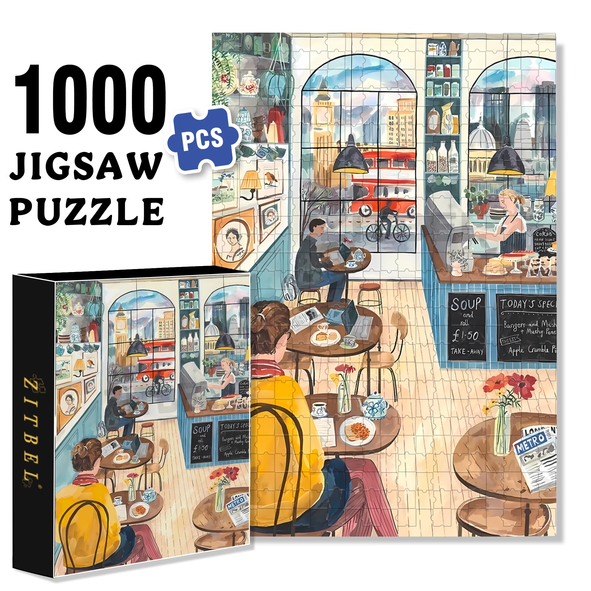 Tea Time 500pcs/1000pcs Jigsaw Puzzle, Scratch-Resistant, Interactive Family Game & Brain-Boosting DIY Decor, Perfect for Halloween, Christmas & New Year Gifts, Family Puzzle Game