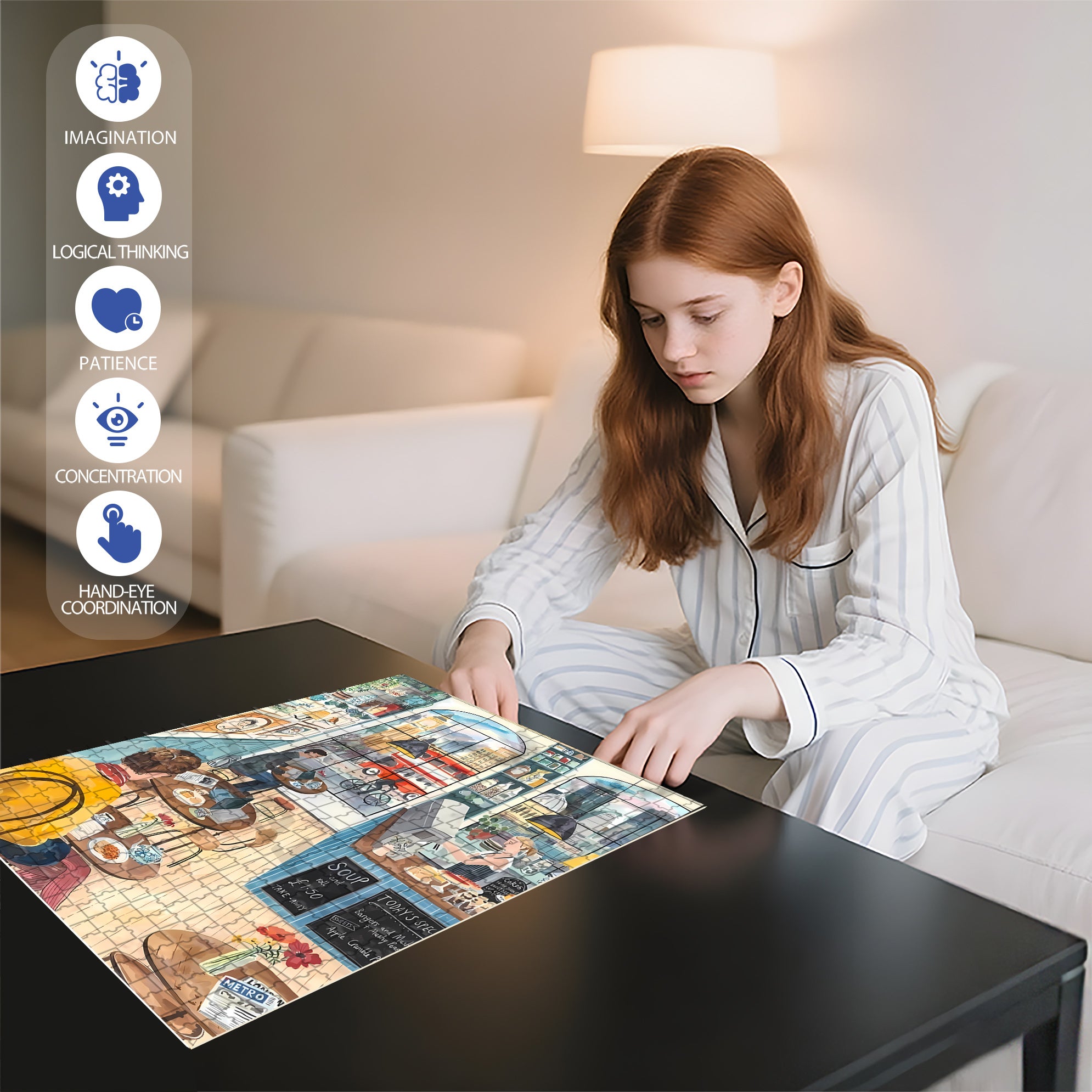 Tea Time 500pcs/1000pcs Jigsaw Puzzle, Scratch-Resistant, Interactive Family Game & Brain-Boosting DIY Decor, Perfect for Halloween, Christmas & New Year Gifts, Family Puzzle Game