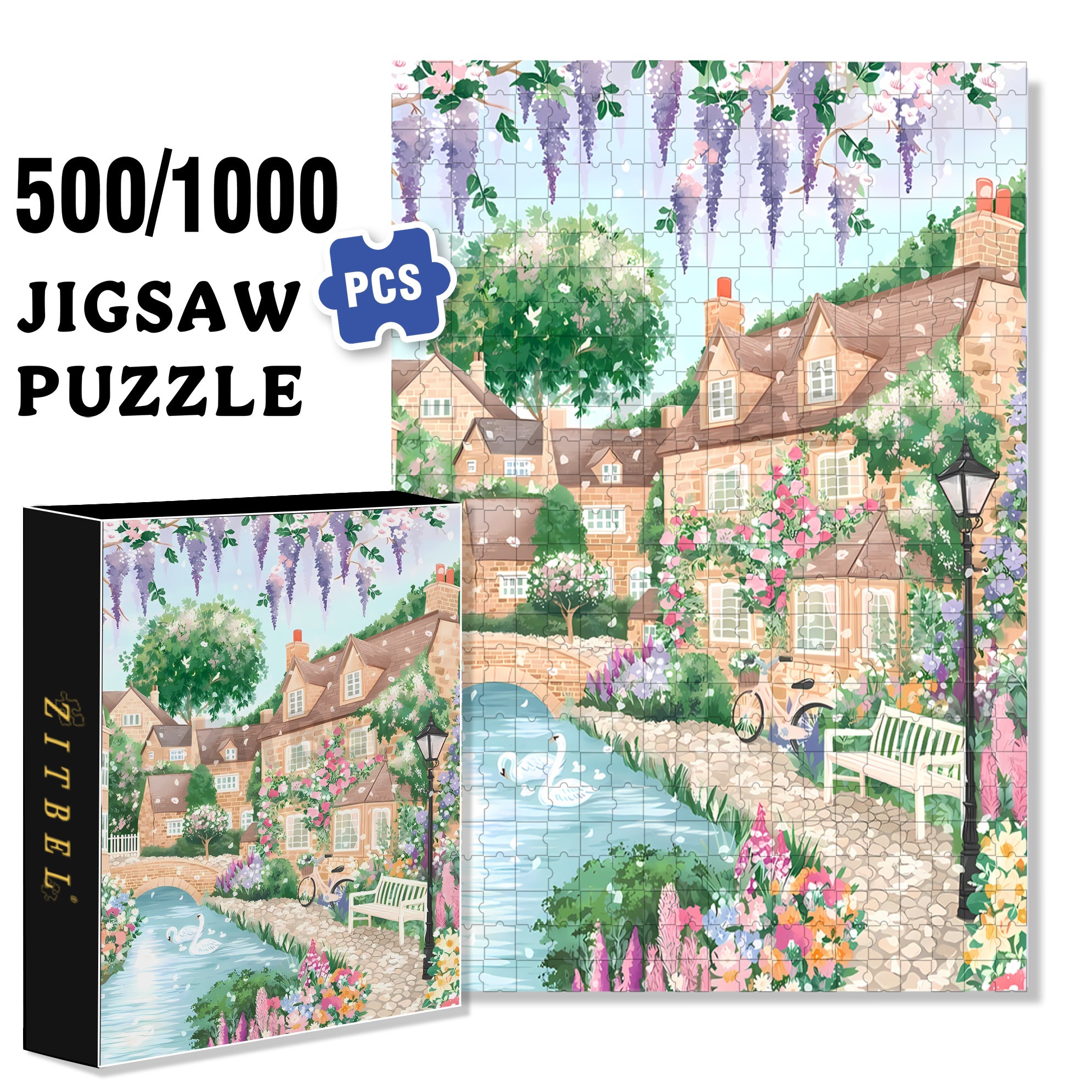 The Beauty Of Spring 500pcs/1000pcs Jigsaw Puzzle, Scratch-Resistant, Interactive Family Game & Brain-Boosting DIY Decor, Perfect for Halloween, Christmas & New Year Gifts, Family Puzzle Game