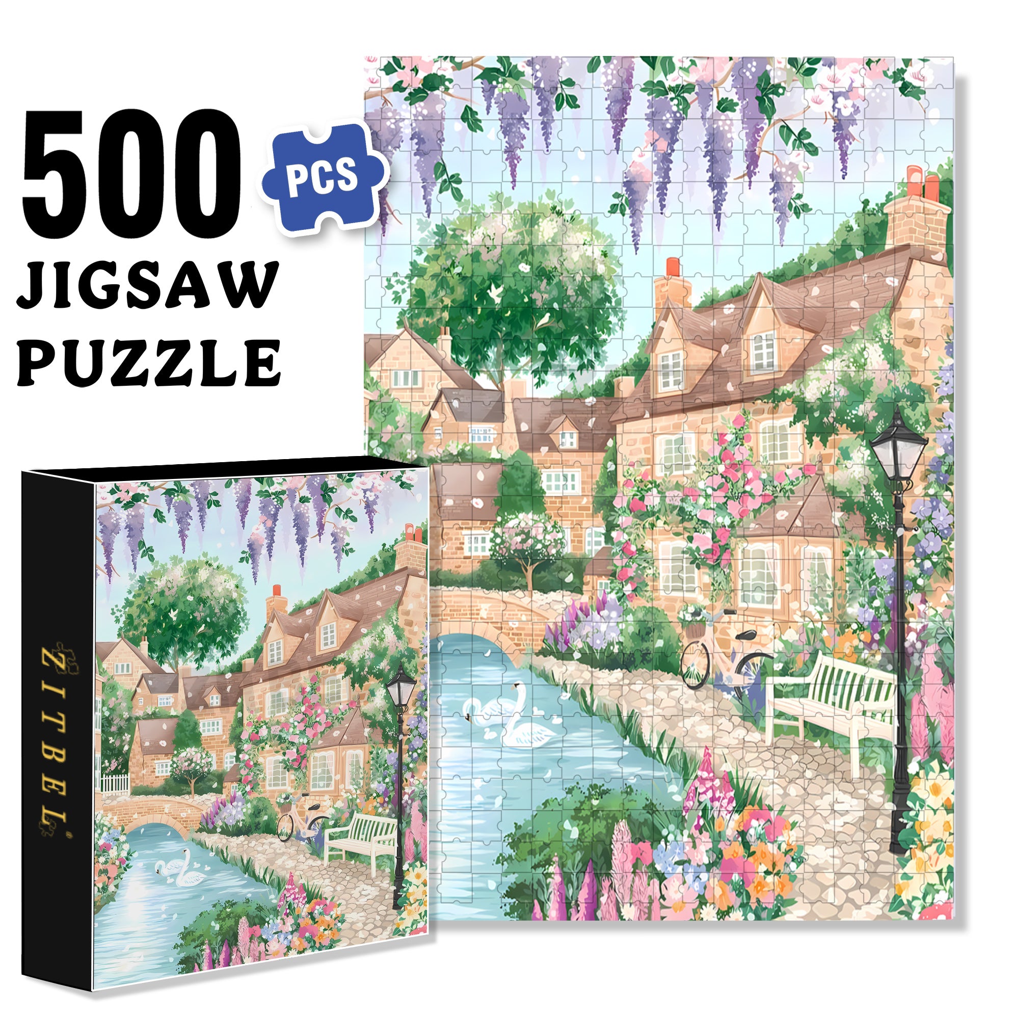 The Beauty Of Spring 500pcs/1000pcs Jigsaw Puzzle, Scratch-Resistant, Interactive Family Game & Brain-Boosting DIY Decor, Perfect for Halloween, Christmas & New Year Gifts, Family Puzzle Game