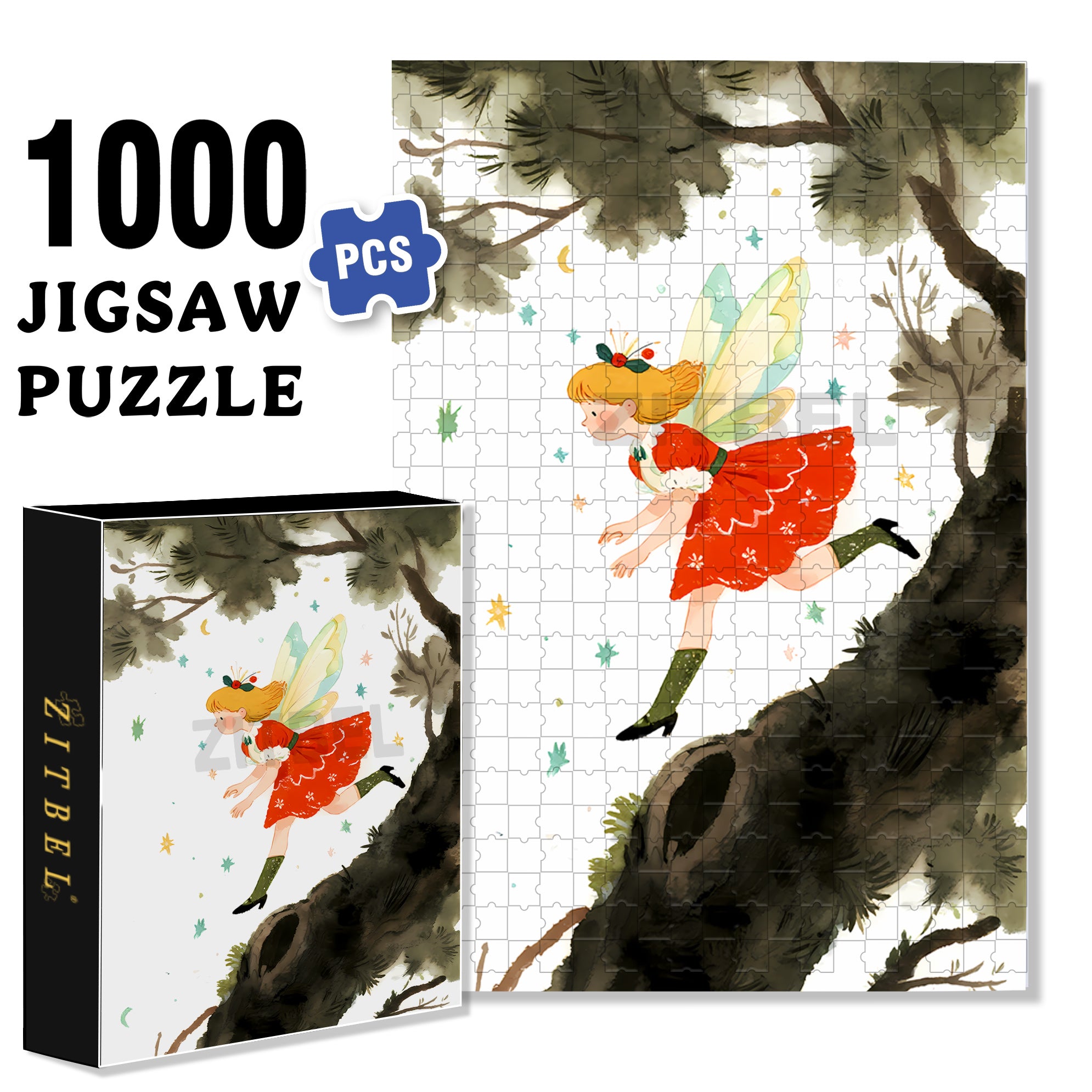 The Elf Under The Big Tree 500pcs/1000pcs Jigsaw Puzzle, Scratch-Resistant, Interactive Family Game & Brain-Boosting DIY Decor, Perfect for Halloween, Christmas & New Year Gifts, Family Puzzle Game