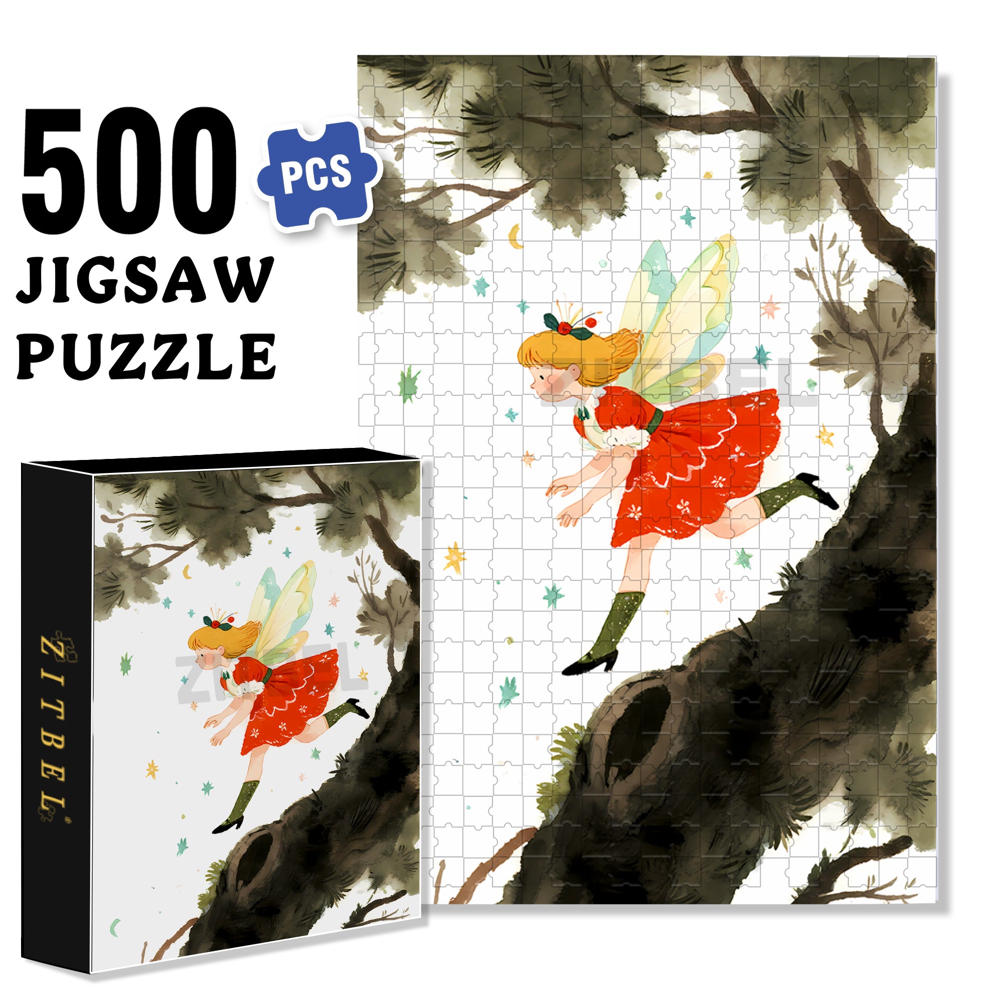 The Elf Under The Big Tree 500pcs/1000pcs Jigsaw Puzzle, Scratch-Resistant, Interactive Family Game & Brain-Boosting DIY Decor, Perfect for Halloween, Christmas & New Year Gifts, Family Puzzle Game
