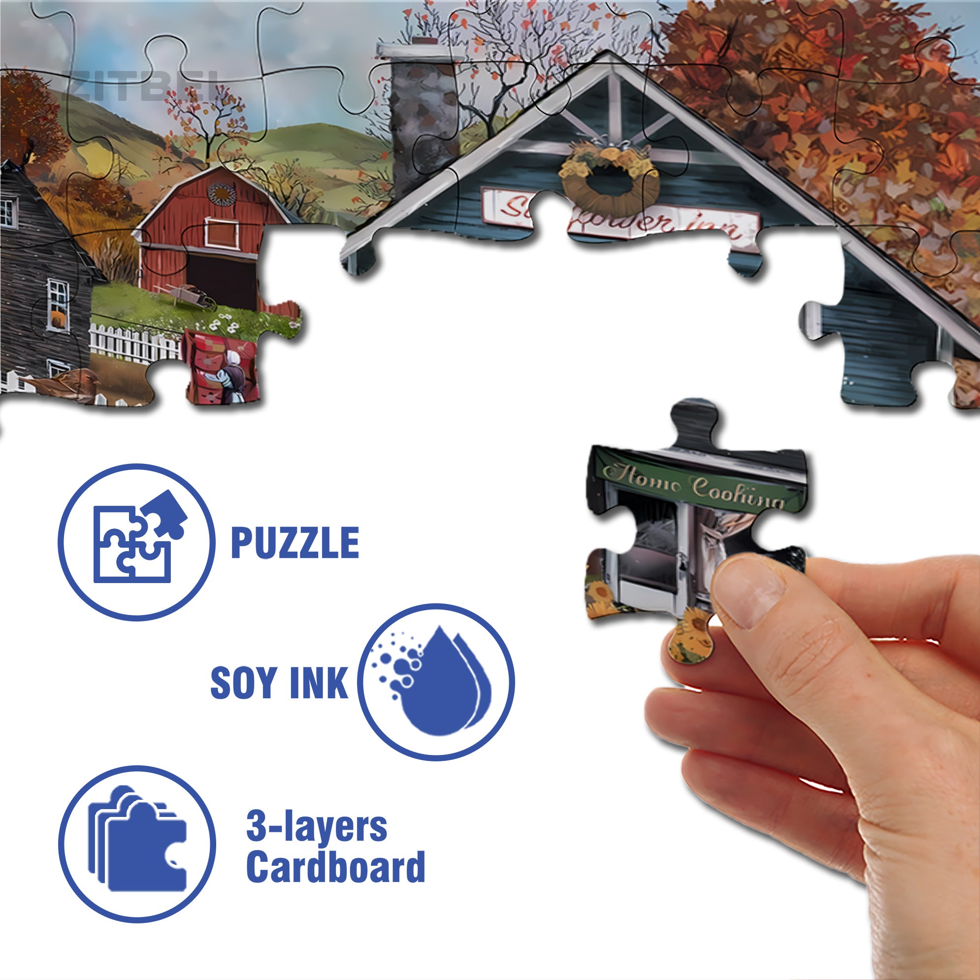 The Sunflower Inn 500pcs/1000pcs Jigsaw Puzzle, Scratch-Resistant, Interactive Family Game & Brain-Boosting DIY Decor, Perfect for Halloween, Christmas & New Year Gifts, Family Puzzle Game