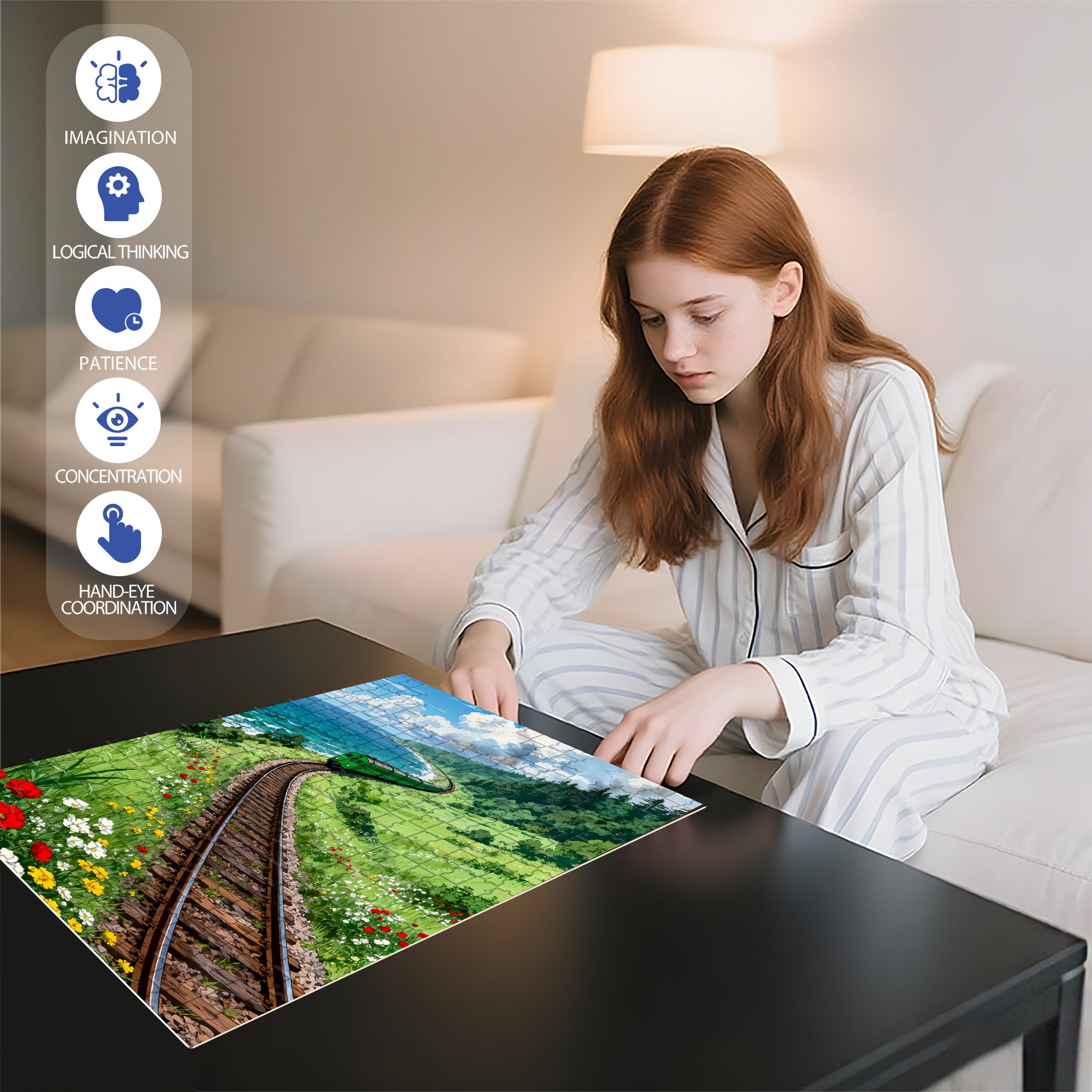 Train to Spring 500pcs/1000pcs Jigsaw Puzzle, Scratch-Resistant, Interactive Family Game & Brain-Boosting DIY Decor, Perfect for Halloween, Christmas & New Year Gifts, Family Puzzle Game