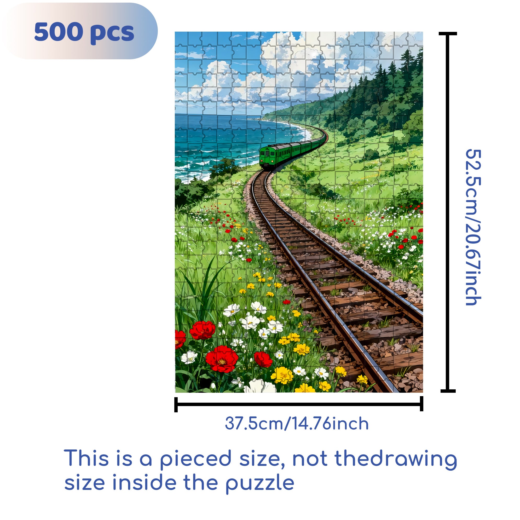 Train to Spring 500pcs/1000pcs Jigsaw Puzzle, Scratch-Resistant, Interactive Family Game & Brain-Boosting DIY Decor, Perfect for Halloween, Christmas & New Year Gifts, Family Puzzle Game