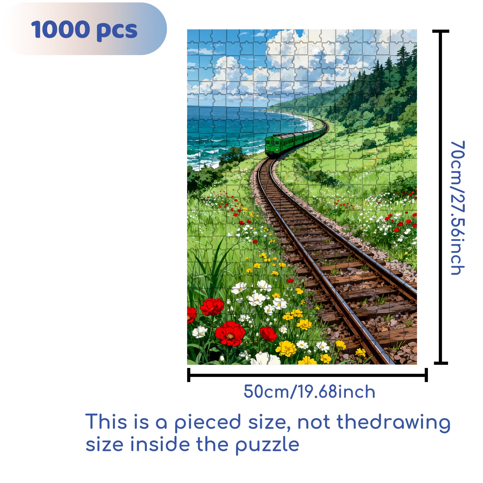 Train to Spring 500pcs/1000pcs Jigsaw Puzzle, Scratch-Resistant, Interactive Family Game & Brain-Boosting DIY Decor, Perfect for Halloween, Christmas & New Year Gifts, Family Puzzle Game