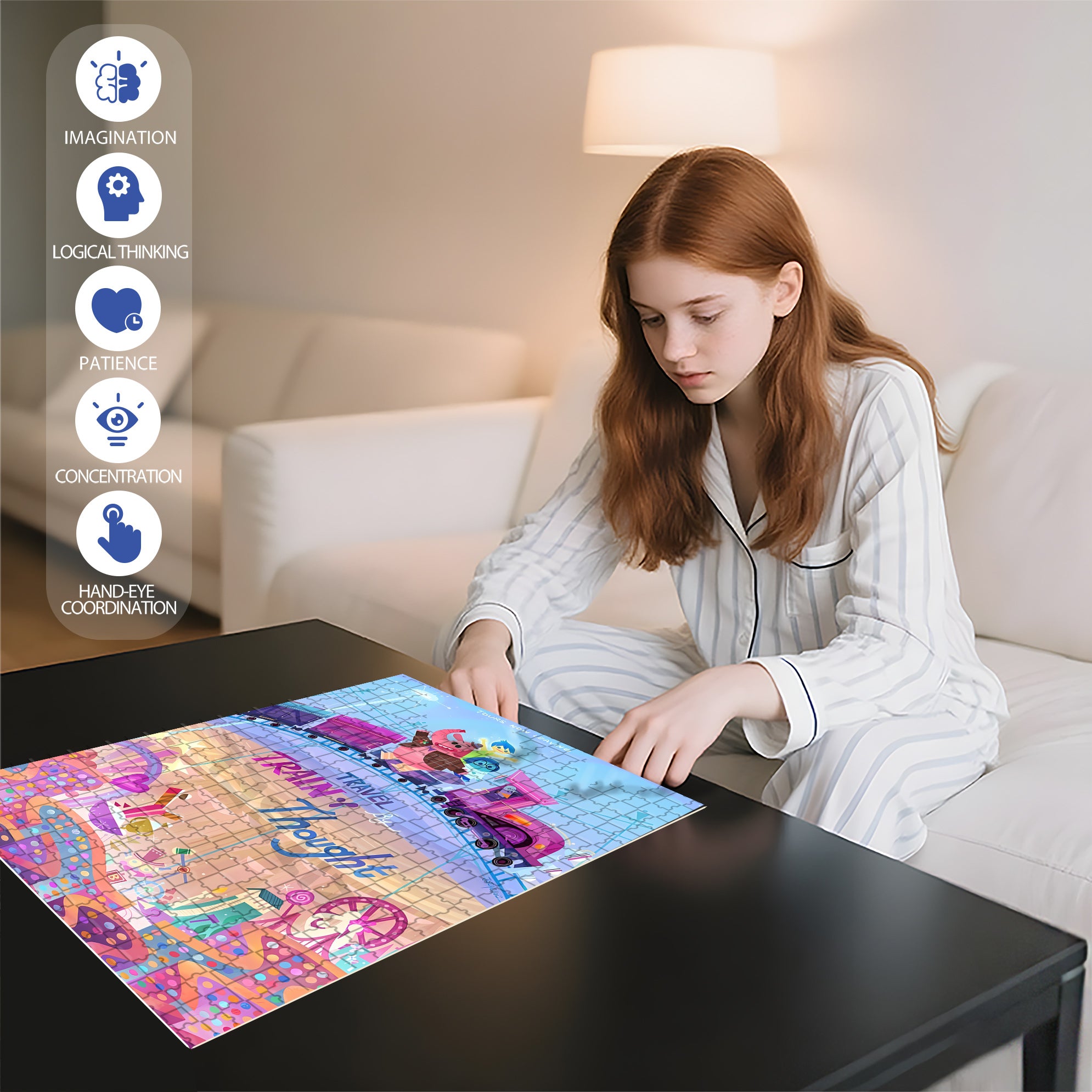 Travel By Train 500pcs/1000pcs Jigsaw Puzzle, Scratch-Resistant, Interactive Family Game & Brain-Boosting DIY Decor, Perfect for Halloween, Christmas & New Year Gifts, Family Puzzle Game