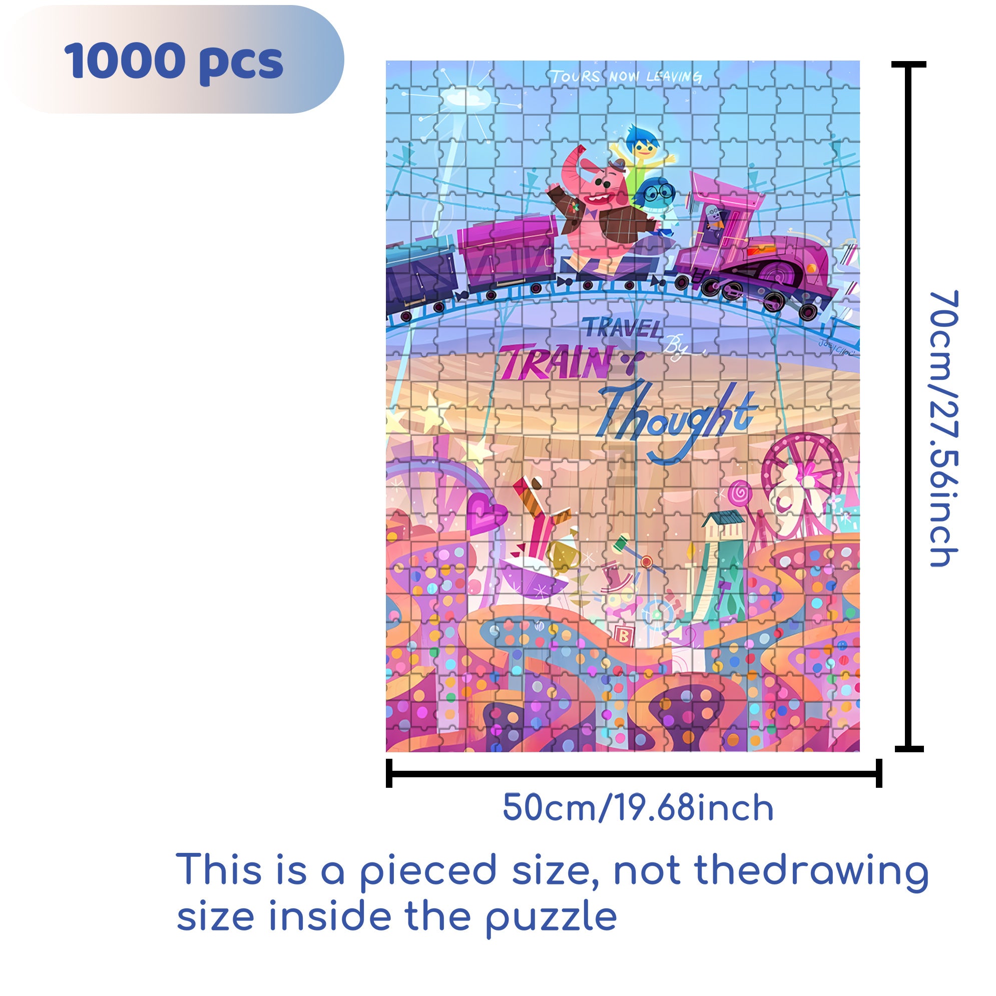 Travel By Train 500pcs/1000pcs Jigsaw Puzzle, Scratch-Resistant, Interactive Family Game & Brain-Boosting DIY Decor, Perfect for Halloween, Christmas & New Year Gifts, Family Puzzle Game