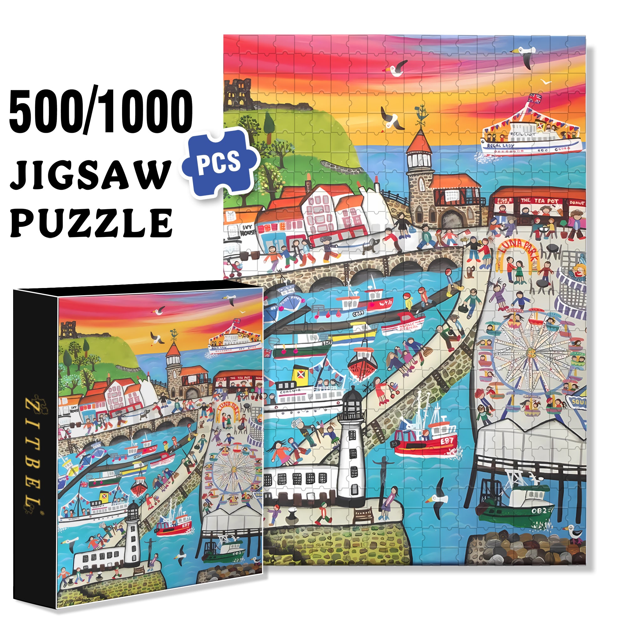 Traveling Far Away 500pcs/1000pcs Jigsaw Puzzle, Scratch-Resistant, Interactive Family Game & Brain-Boosting DIY Decor, Perfect for Halloween, Christmas & New Year Gifts, Family Puzzle Game