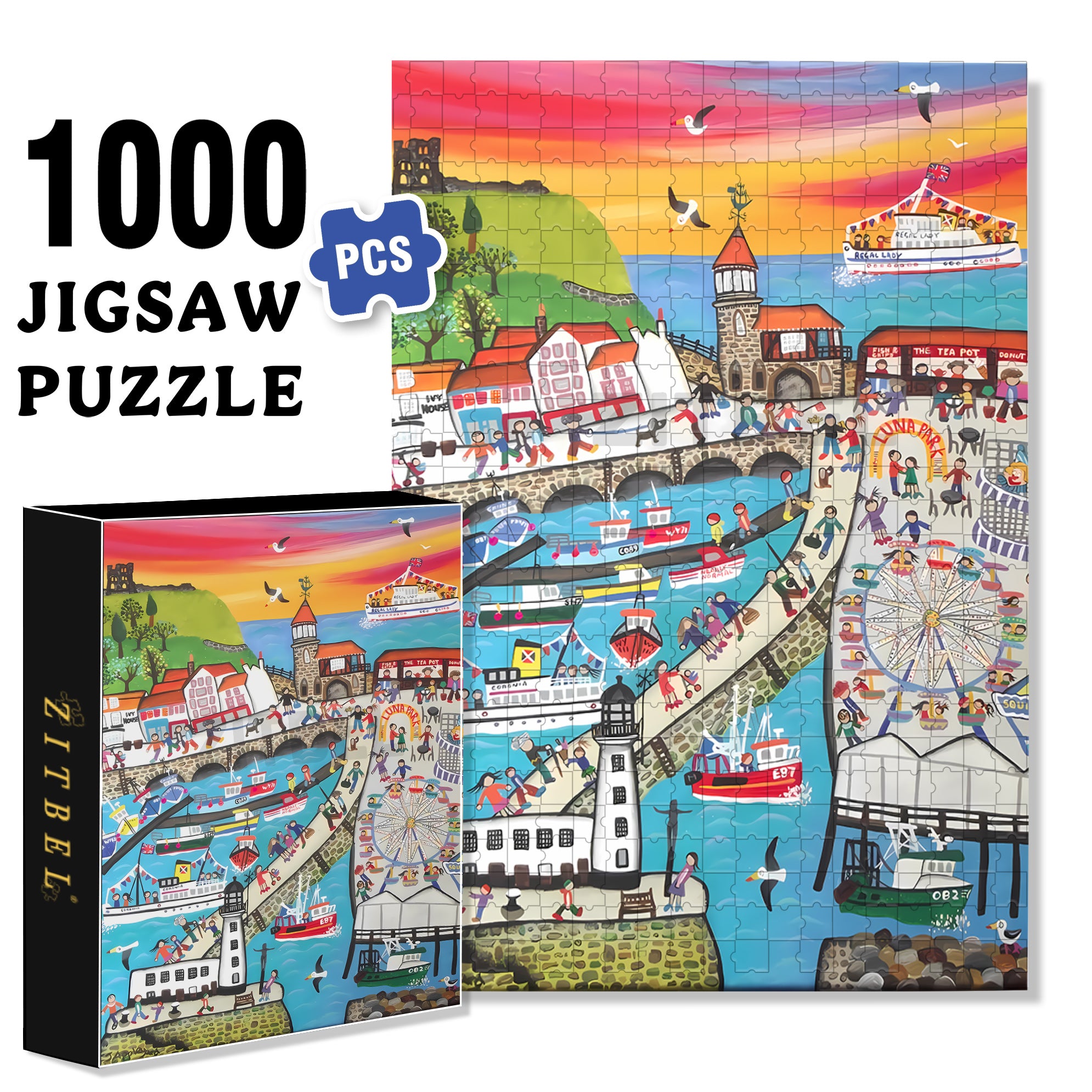 Traveling Far Away 500pcs/1000pcs Jigsaw Puzzle, Scratch-Resistant, Interactive Family Game & Brain-Boosting DIY Decor, Perfect for Halloween, Christmas & New Year Gifts, Family Puzzle Game
