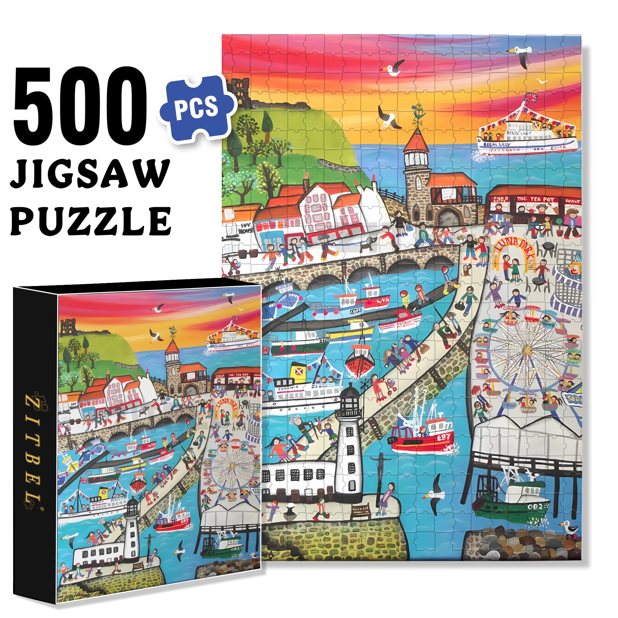 Traveling Far Away 500pcs/1000pcs Jigsaw Puzzle, Scratch-Resistant, Interactive Family Game & Brain-Boosting DIY Decor, Perfect for Halloween, Christmas & New Year Gifts, Family Puzzle Game