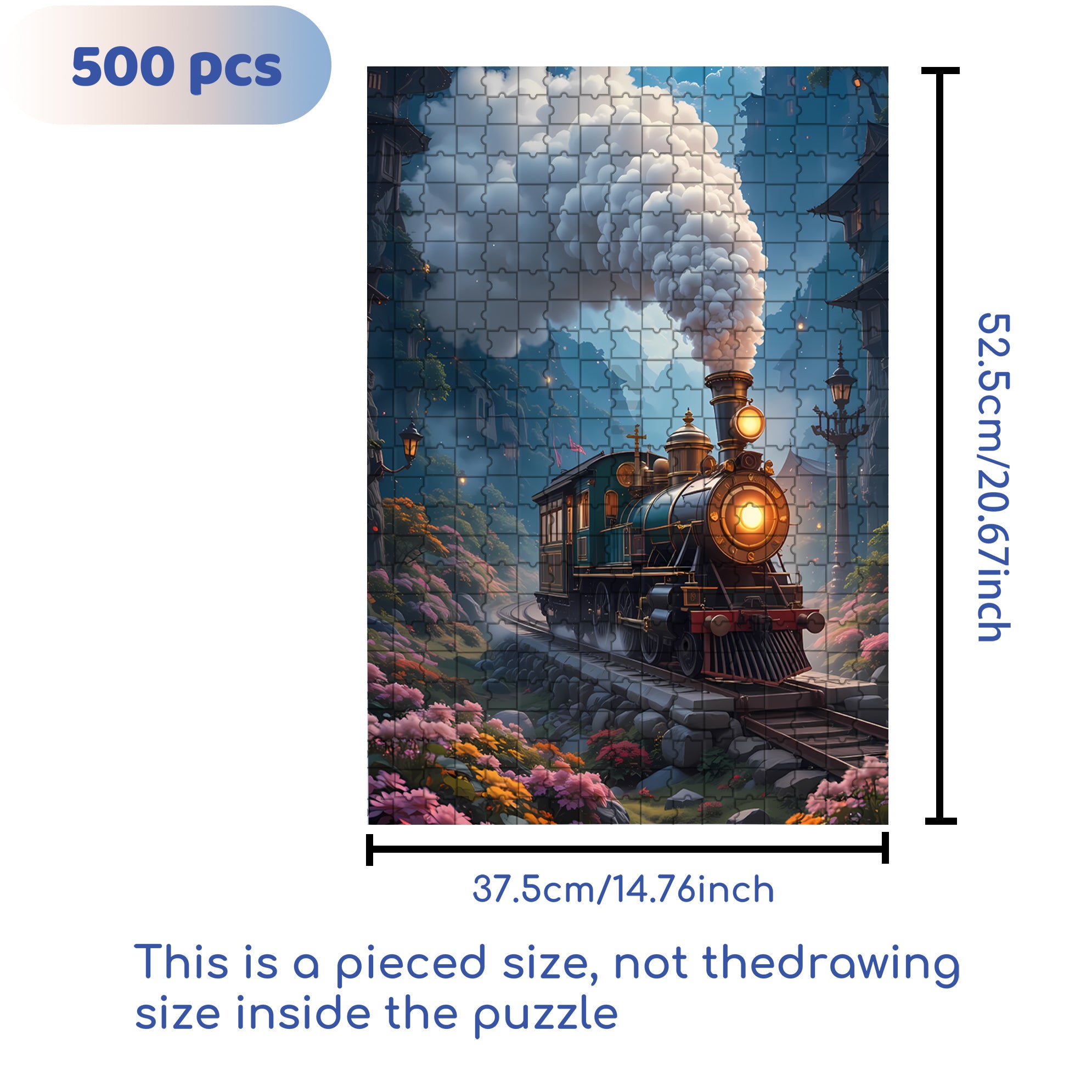 Vintage Train 500pcs/1000pcs Jigsaw Puzzle, Scratch-Resistant, Interactive Family Game & Brain-Boosting DIY Decor, Perfect for Halloween, Christmas & New Year Gifts, Family Puzzle Game