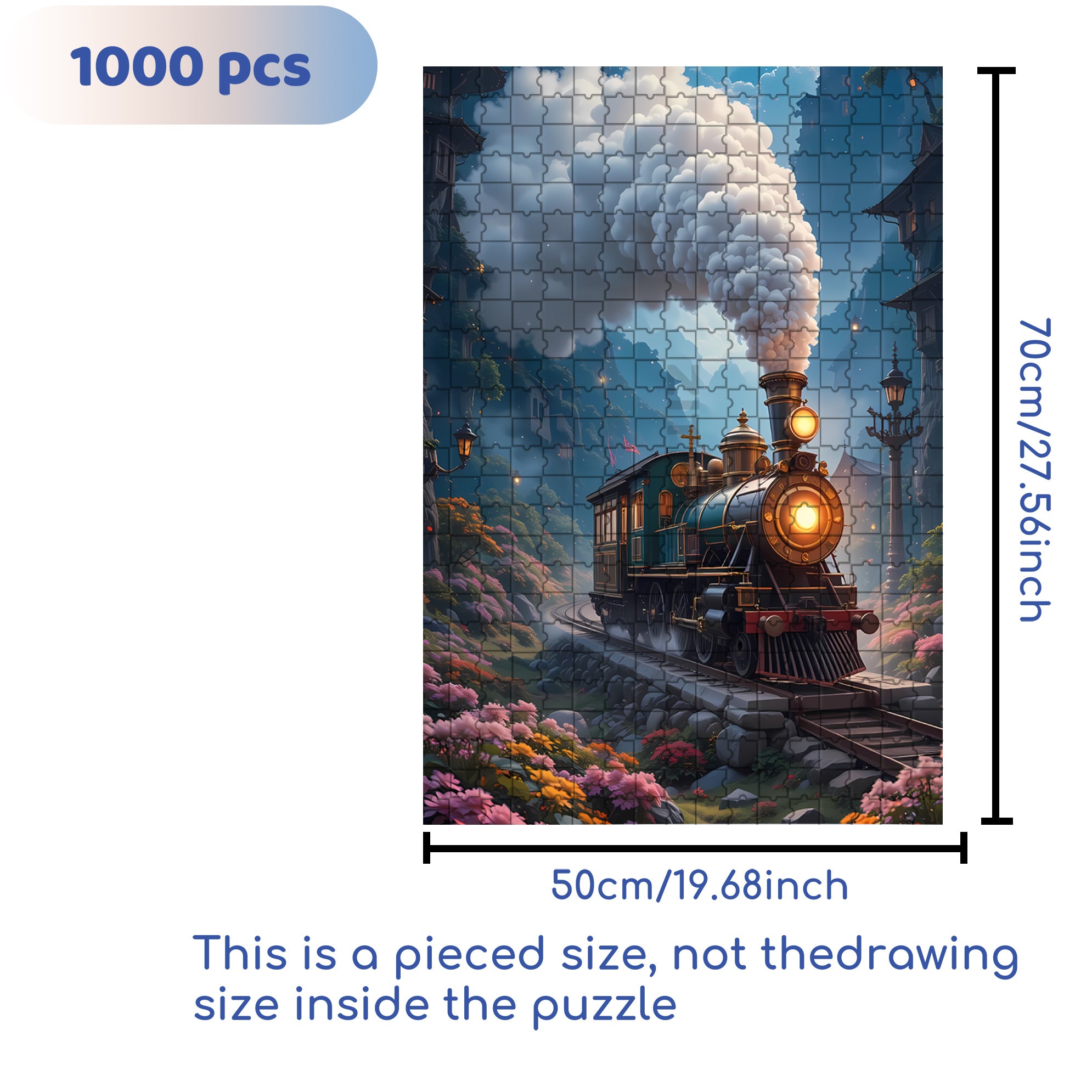 Vintage Train 500pcs/1000pcs Jigsaw Puzzle, Scratch-Resistant, Interactive Family Game & Brain-Boosting DIY Decor, Perfect for Halloween, Christmas & New Year Gifts, Family Puzzle Game