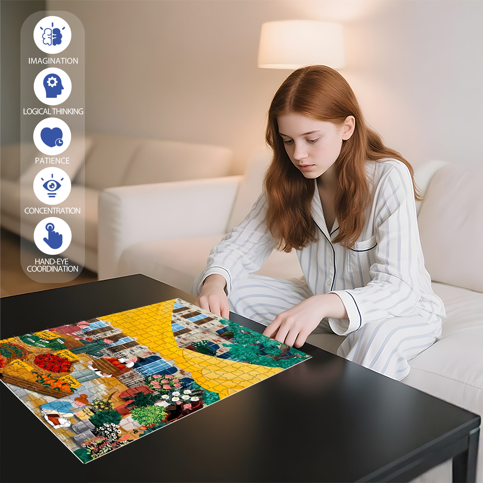 Weekend Market 500pcs/1000pcs Jigsaw Puzzle, Scratch-Resistant, Interactive Family Game & Brain-Boosting DIY Decor, Perfect for Halloween, Christmas & New Year Gifts, Family Puzzle Game